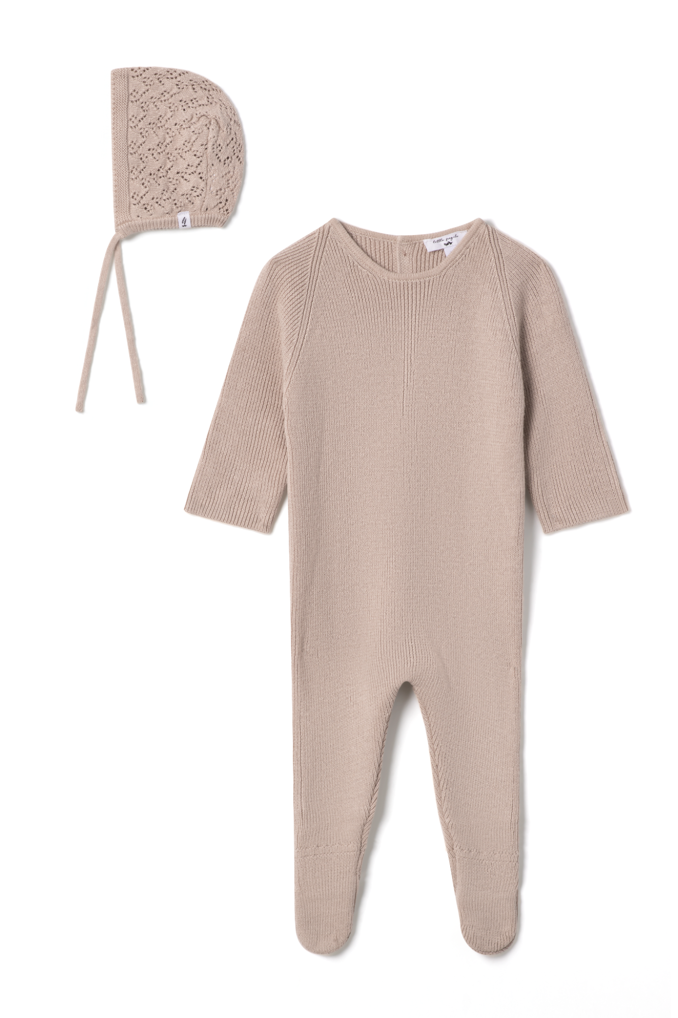Knit Lace Onesie in Mushroom by Little Fragile