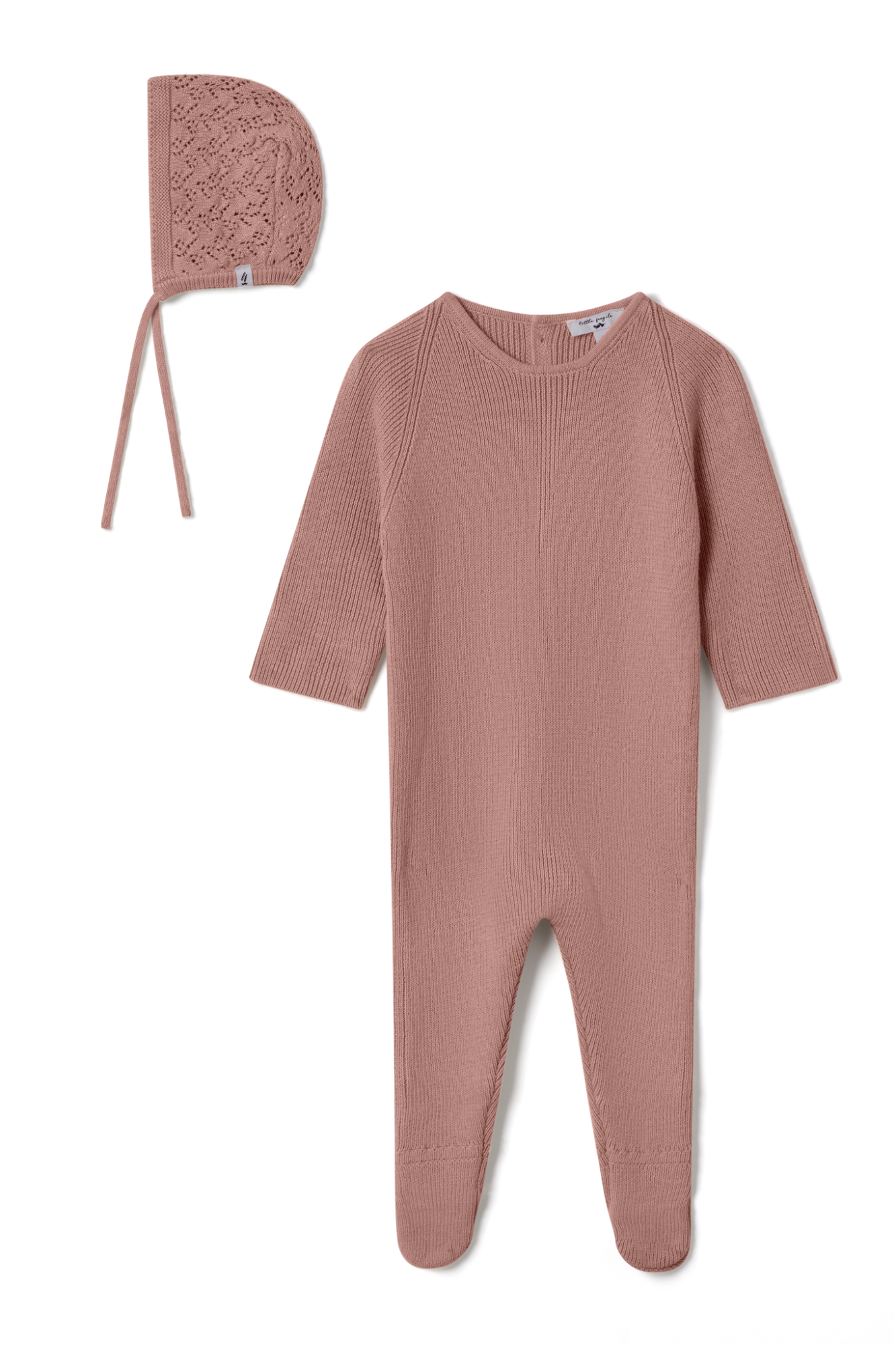 Knit Lace Onesie in Rose Cloud by Little Fragile
