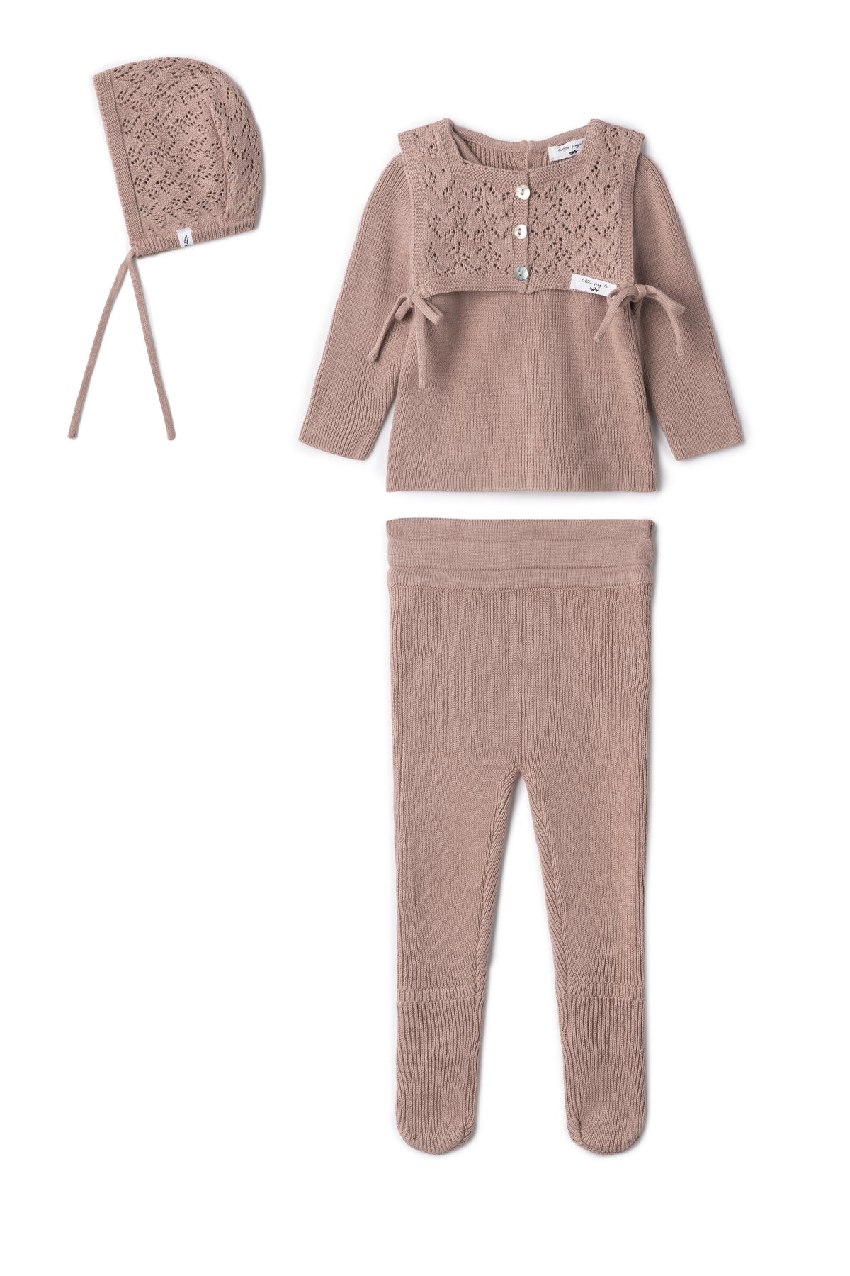 Lace Knit Set in Rose Cloud by Little Fragile