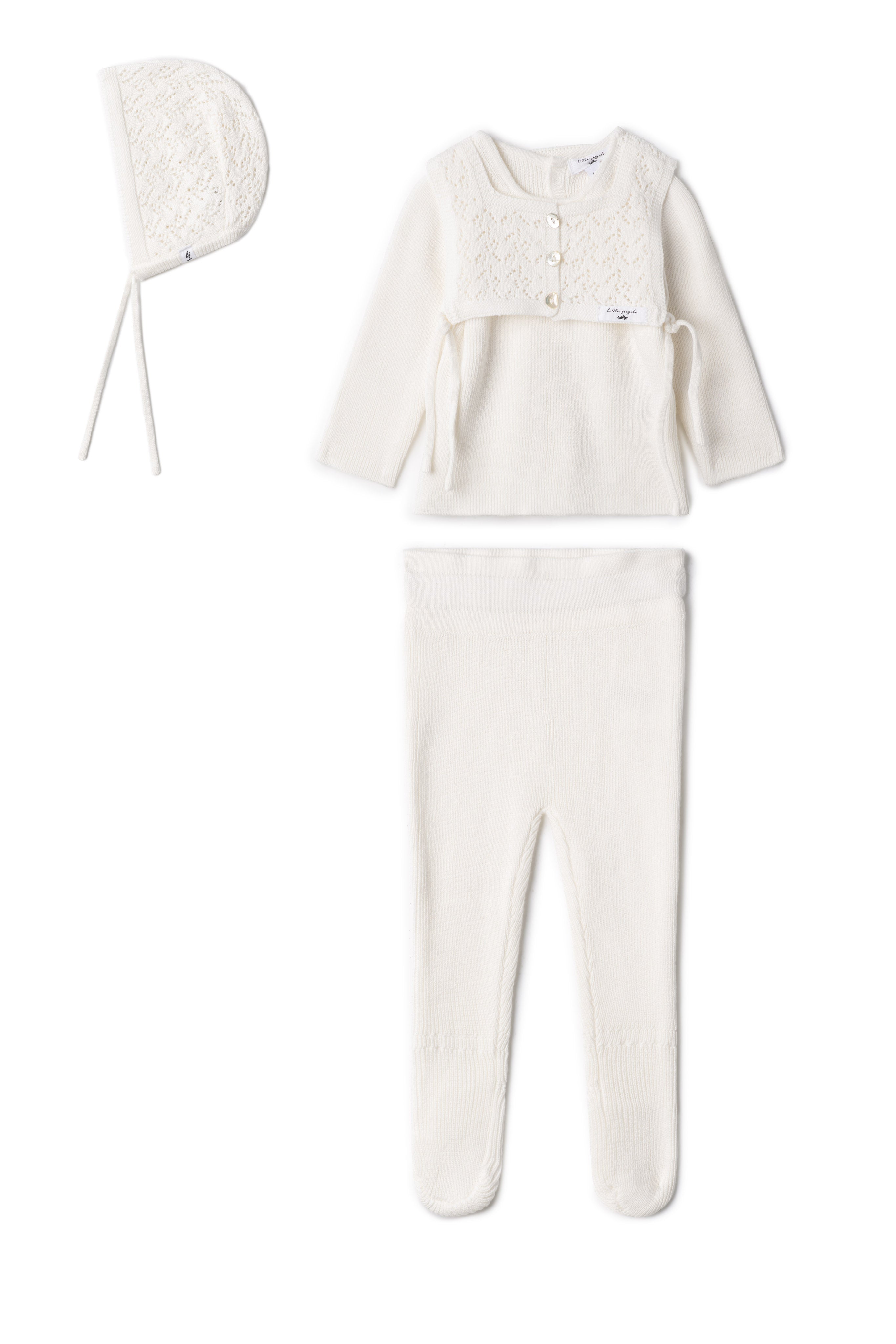 Lace Knit Set in White by Little Fragile