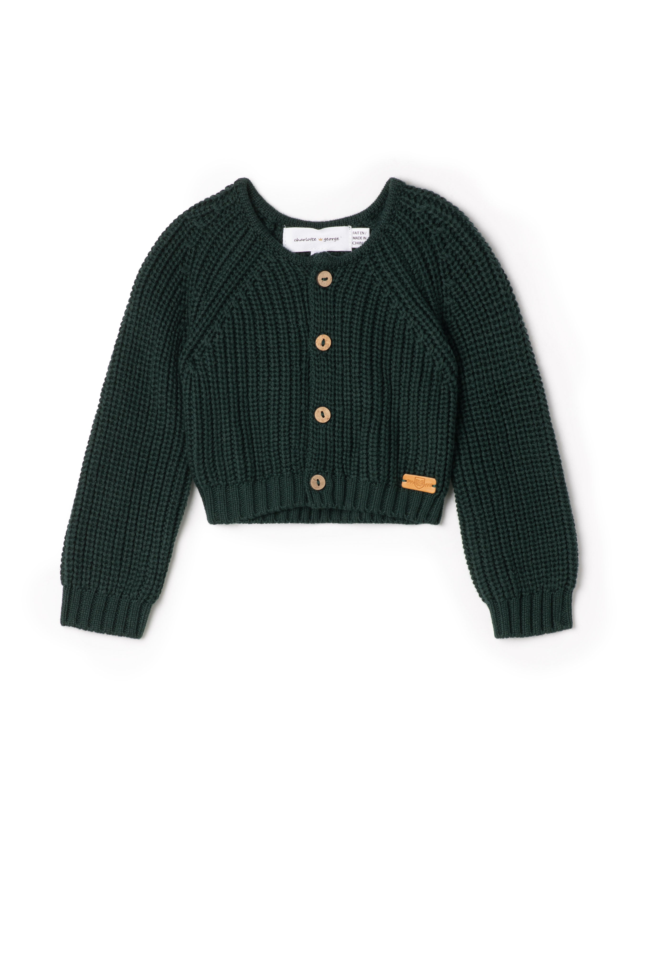 Chunky Knit Cardigan in Forest by Charlotte & George