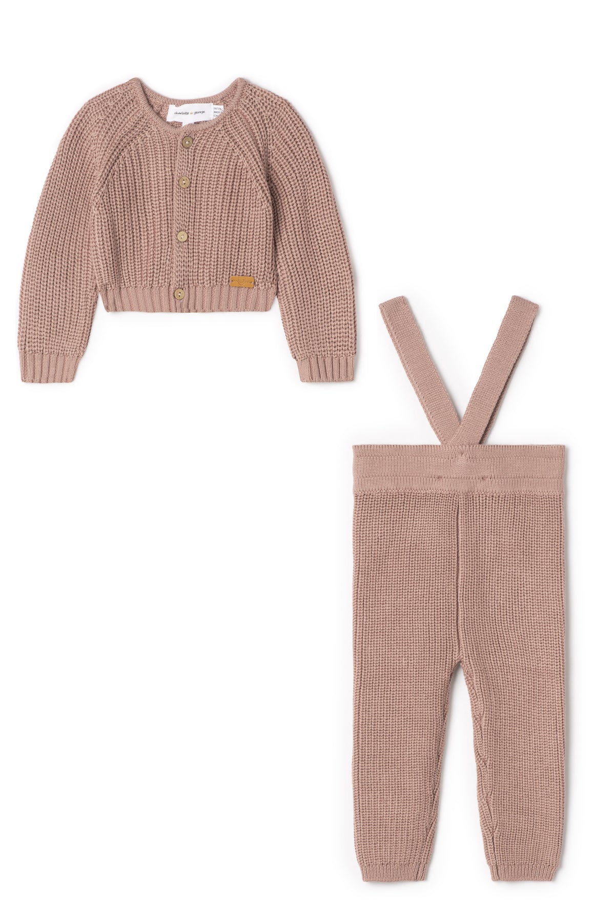 Overall Rib Knit Set in Dark Mauve by Charlotte & George