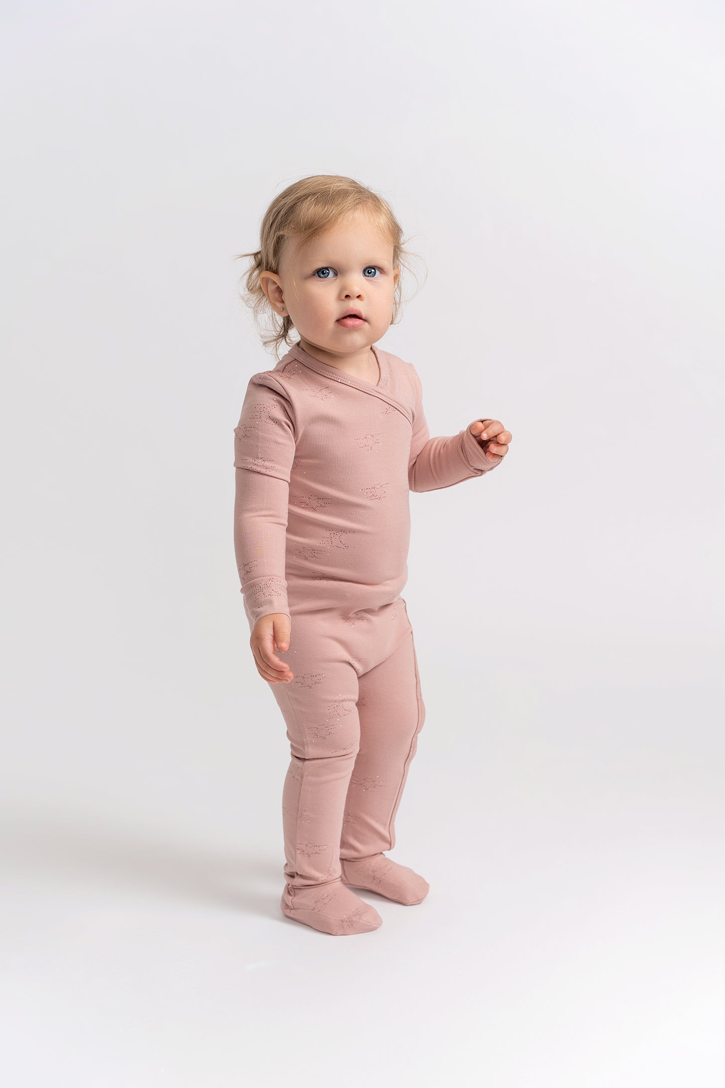 Stars Print Cotton Onesie in Blue by Mocha