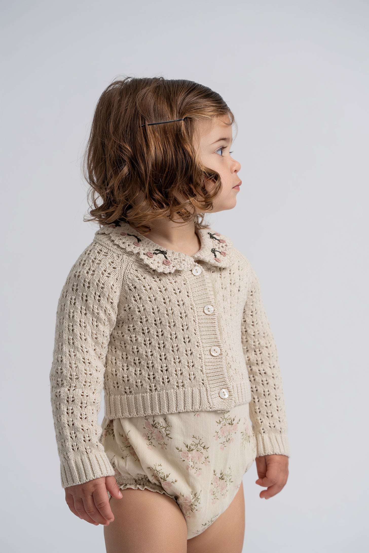 Pointelle Knit Cardigan in by Lola