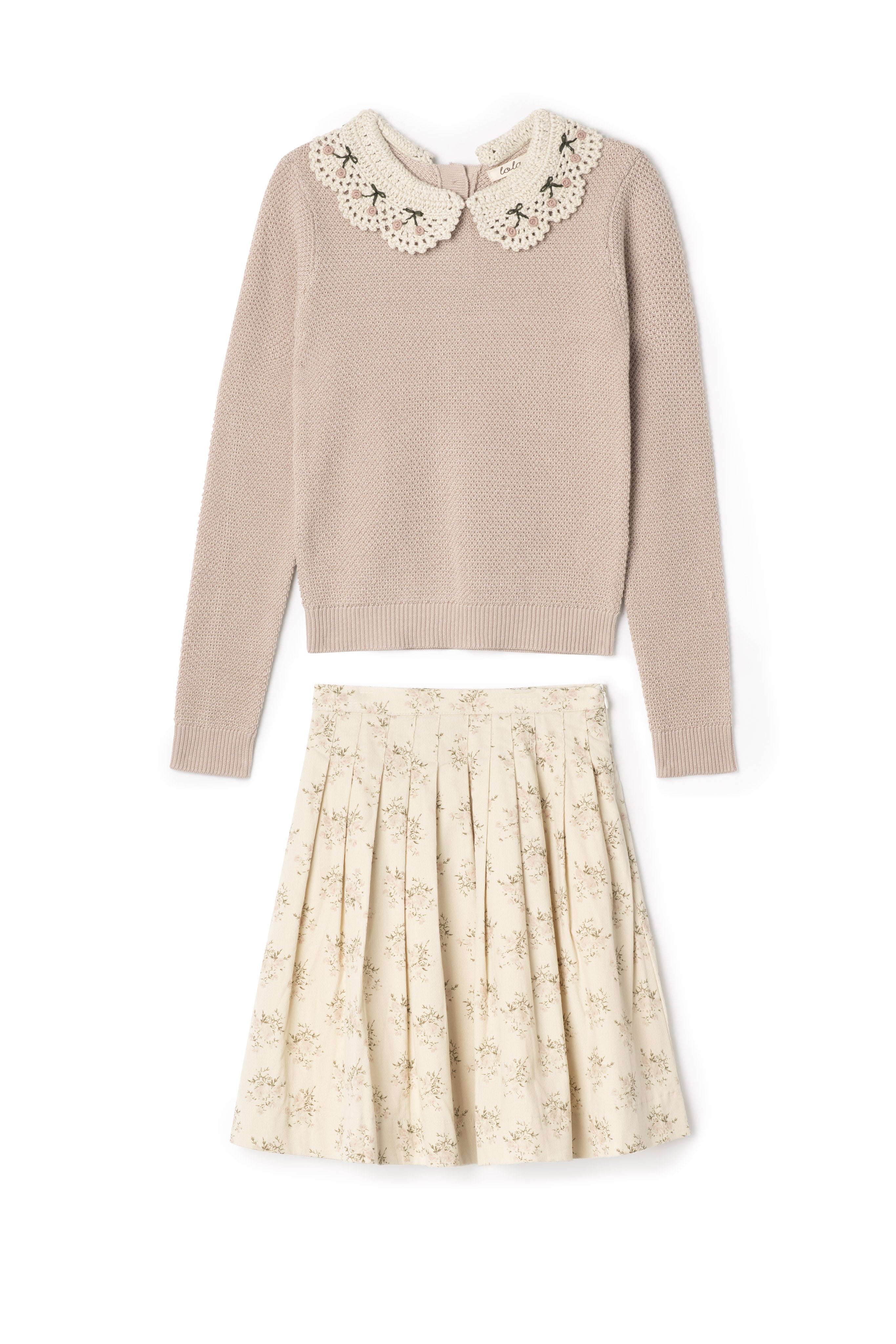 Crochet Collar Set in Rose Cloud by Lola