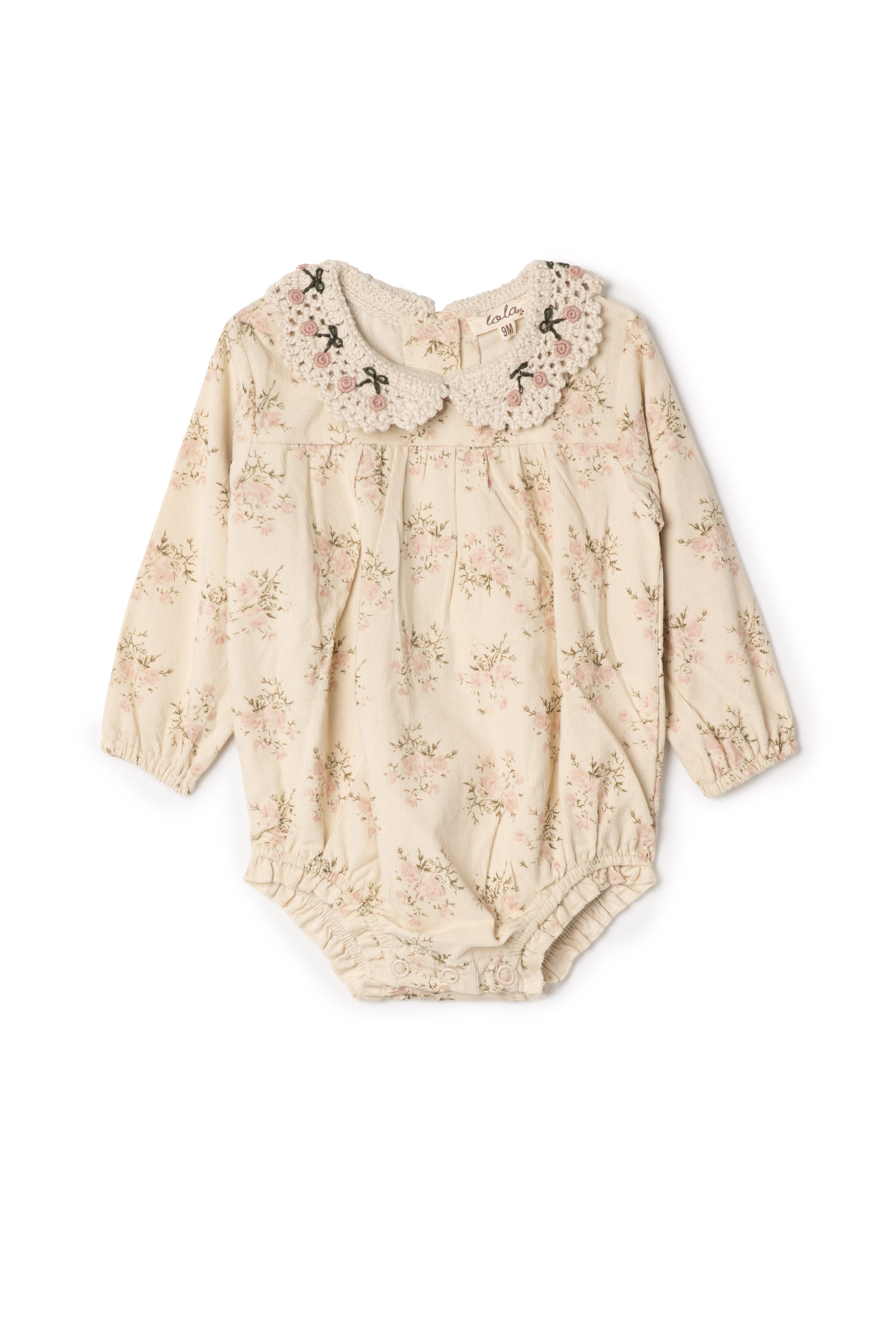 Flower Print Crochet Collar Bubble in Rose Cloud by Lola