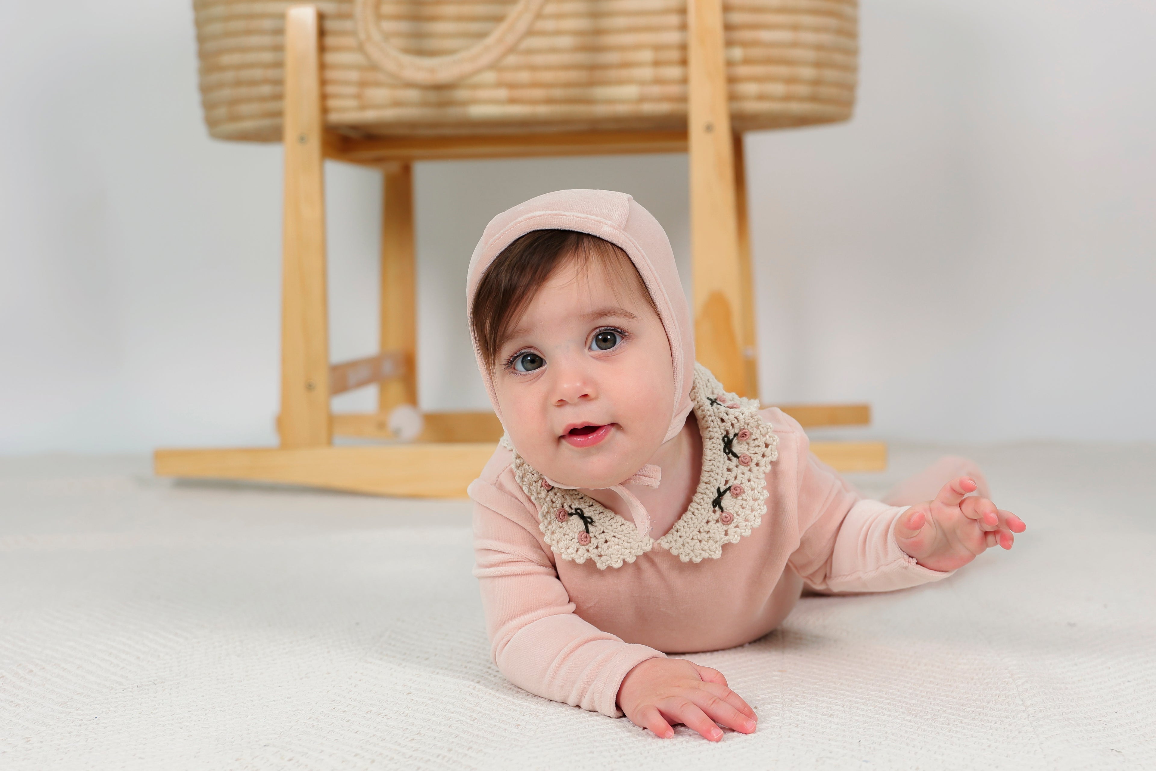 Velour Crocket Collar Onesie in by Lola