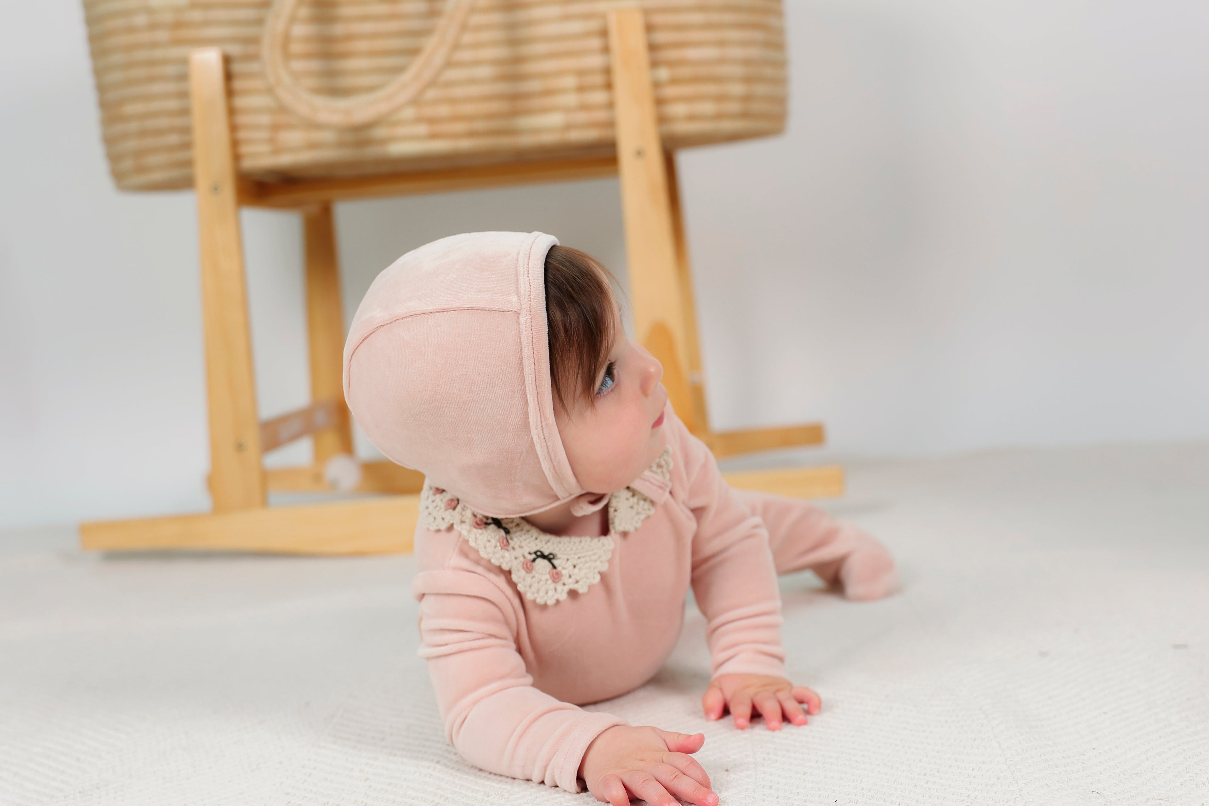 Velour Crocket Collar Onesie in by Lola