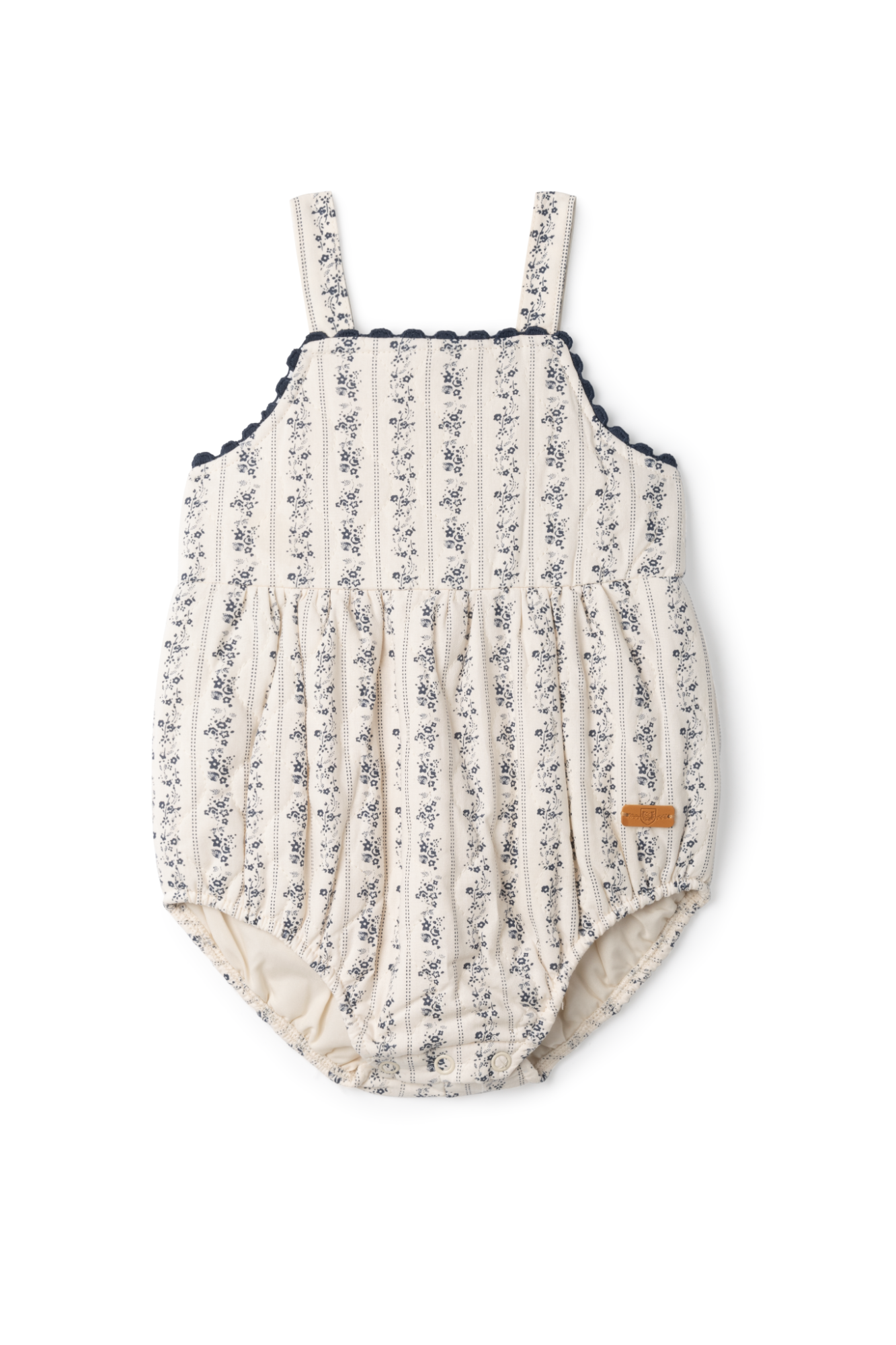 Stripe Quilted Floral Romper in Vanilla by Charlotte & George