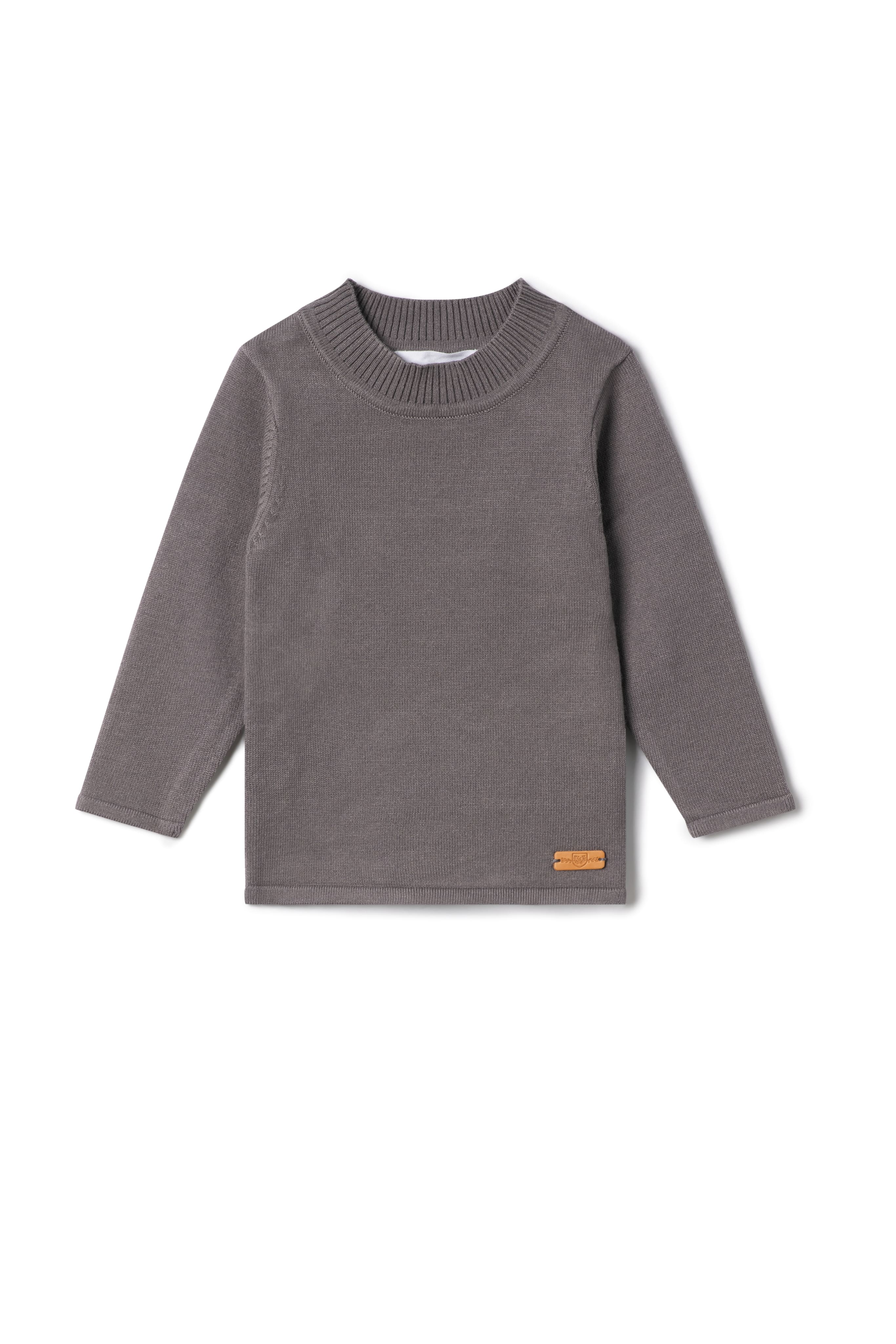 Mock Neck Knit Top in Grey by Charlotte & George
