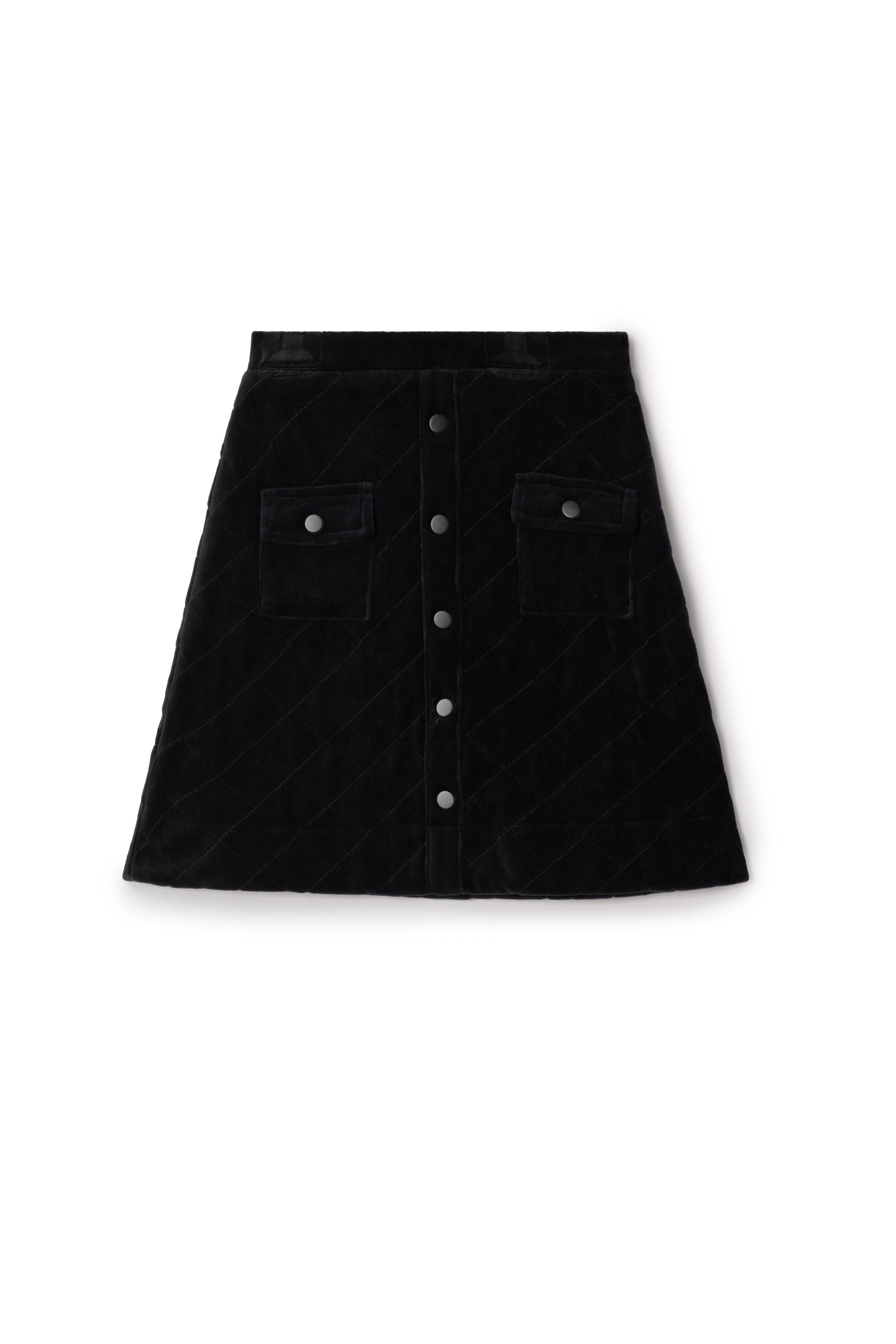 Quilted Velour Skirt in Black by Charlotte & George
