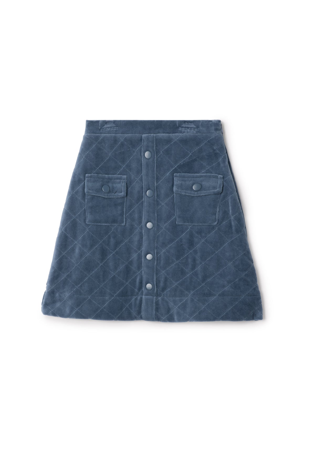Quilted Velour Skirt in Denim by Charlotte & George