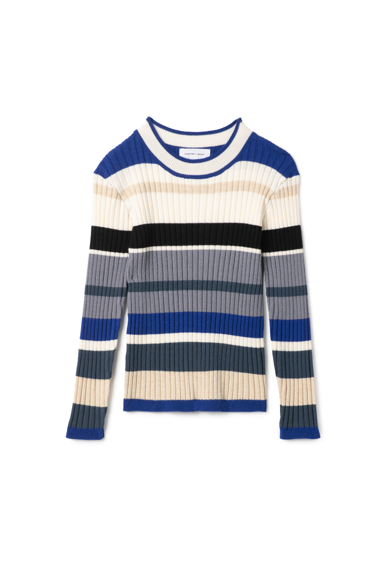 Knit Rib Stripped Top in Denim Almond by Charlotte & George