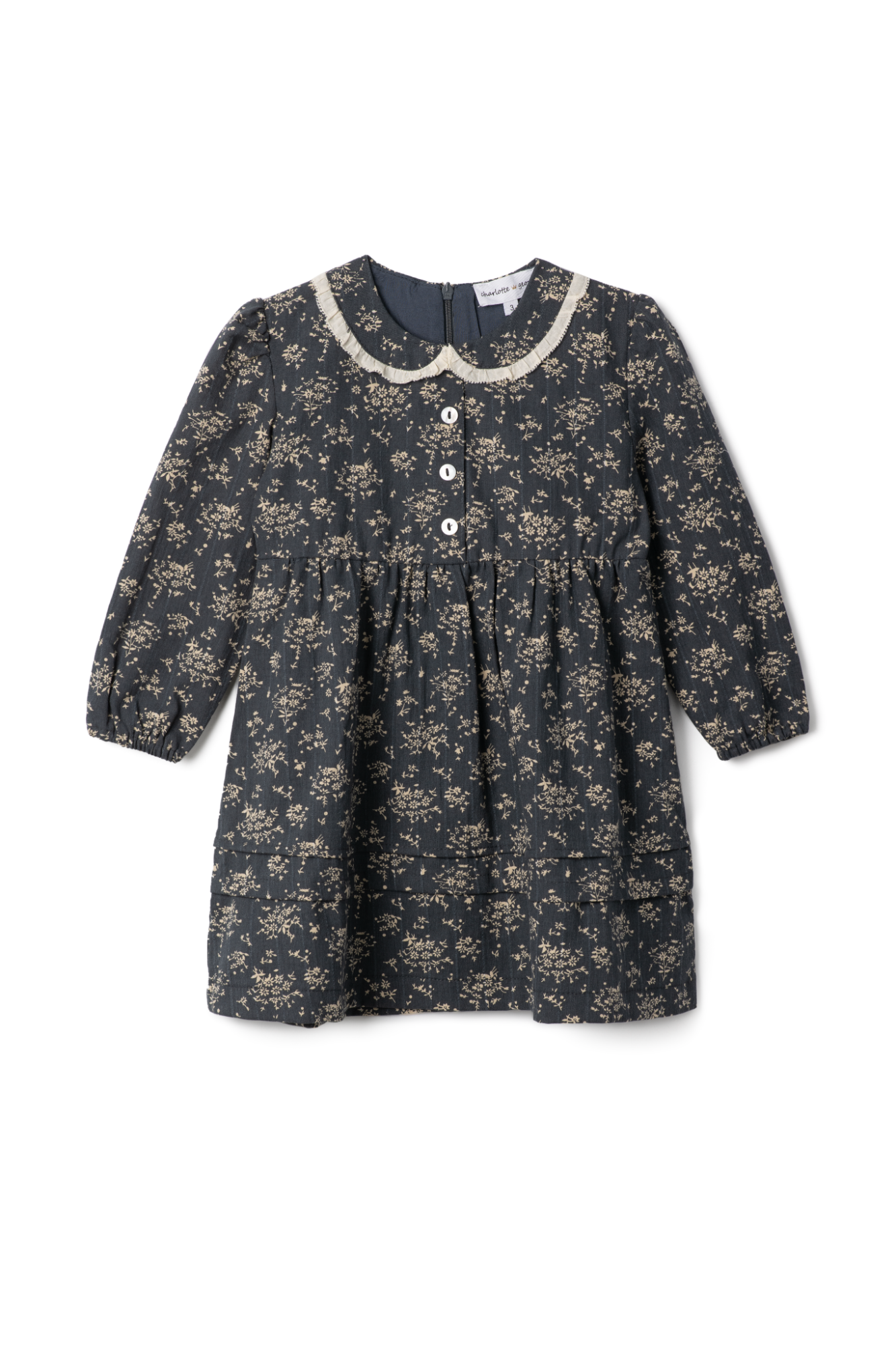 Woven Flower Print Dress in Navy by Charlotte & George