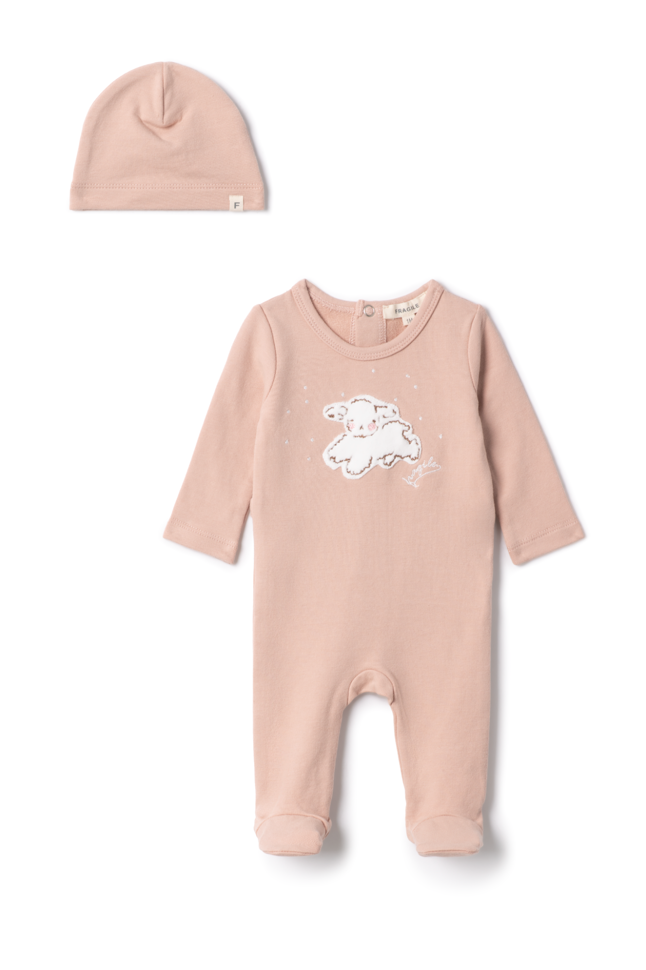 Sheep Embroidered Onesie in Light Maple by Fragile