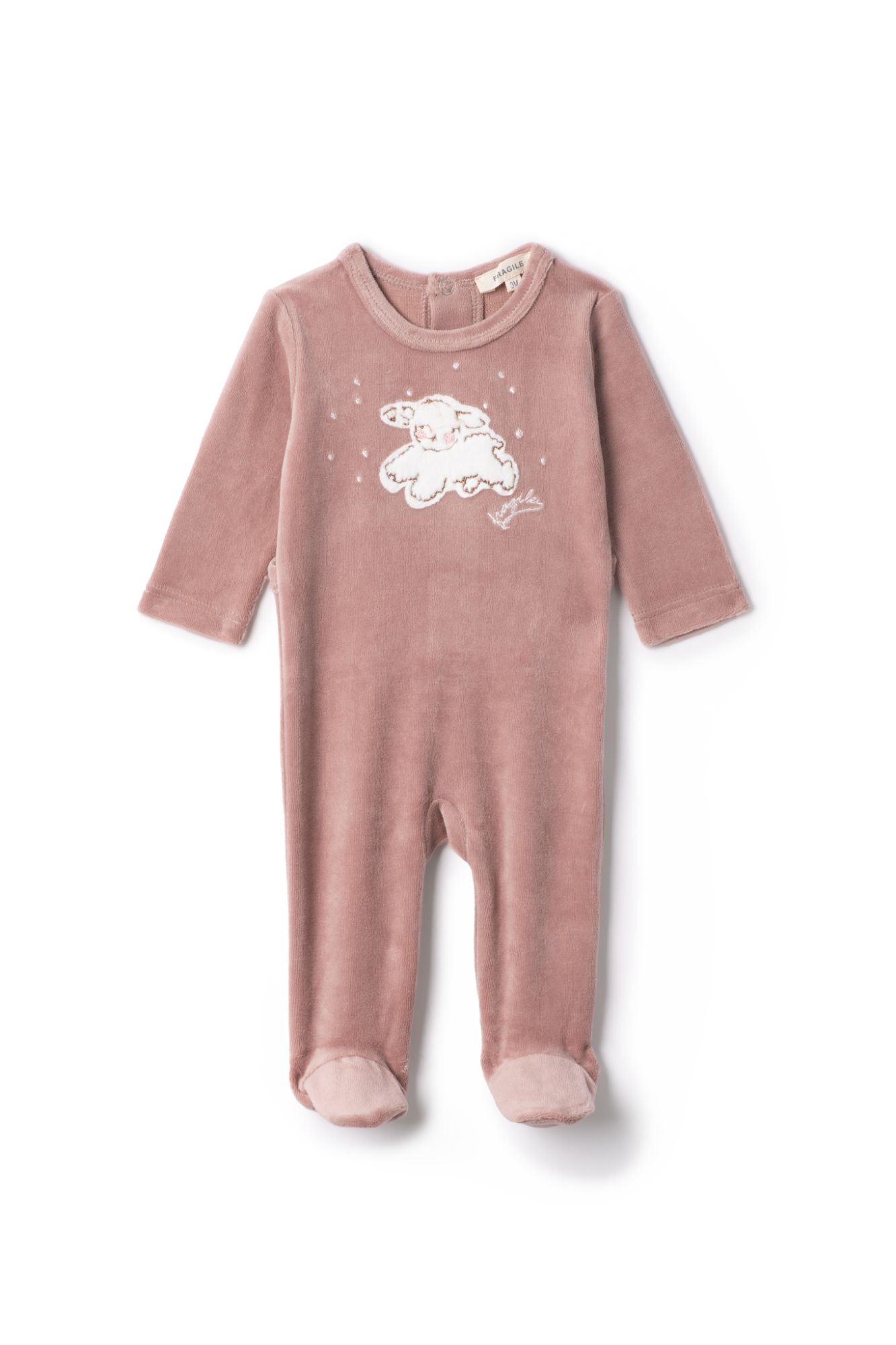Sheep Print Velour Onesie in Blossom 3 Months by Fragile