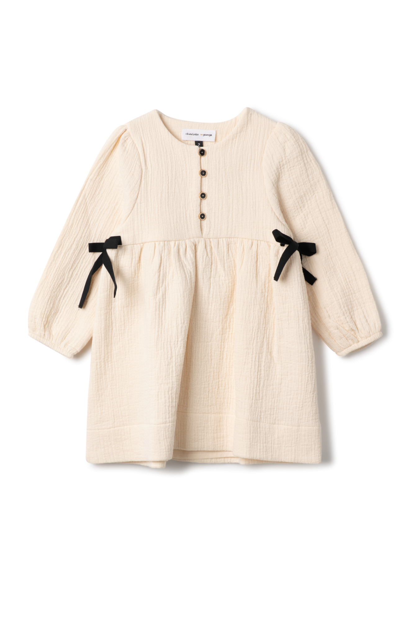 Woven Ribbon Dress in Off White by Charlotte & George