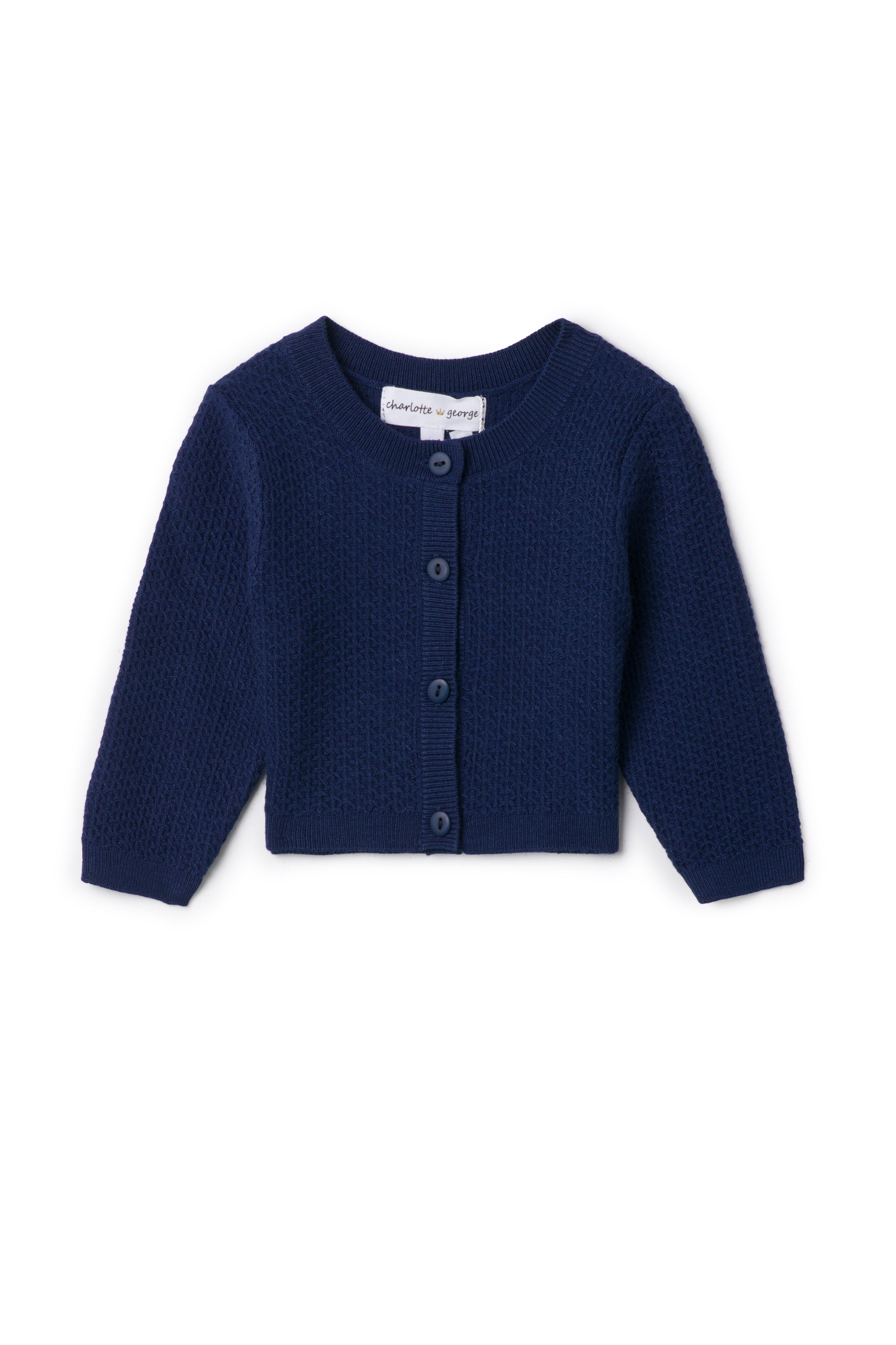 Knit Textured Cardigan in Royal by Charlotte & George