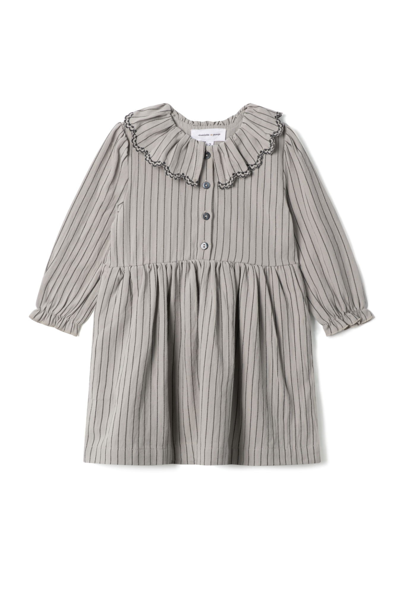 Woven Stripped Dress in Grey by Charlotte & George