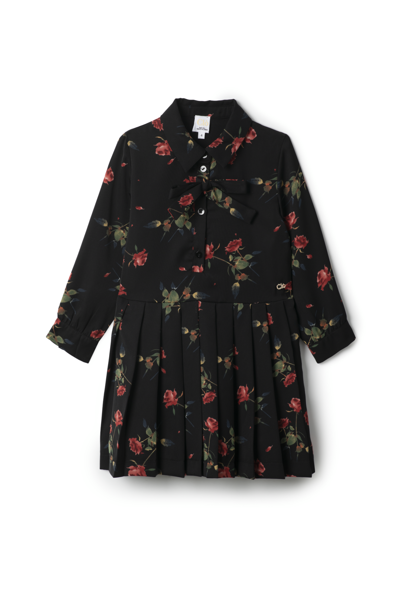 Woven Rose Print Dress in Black by Clô