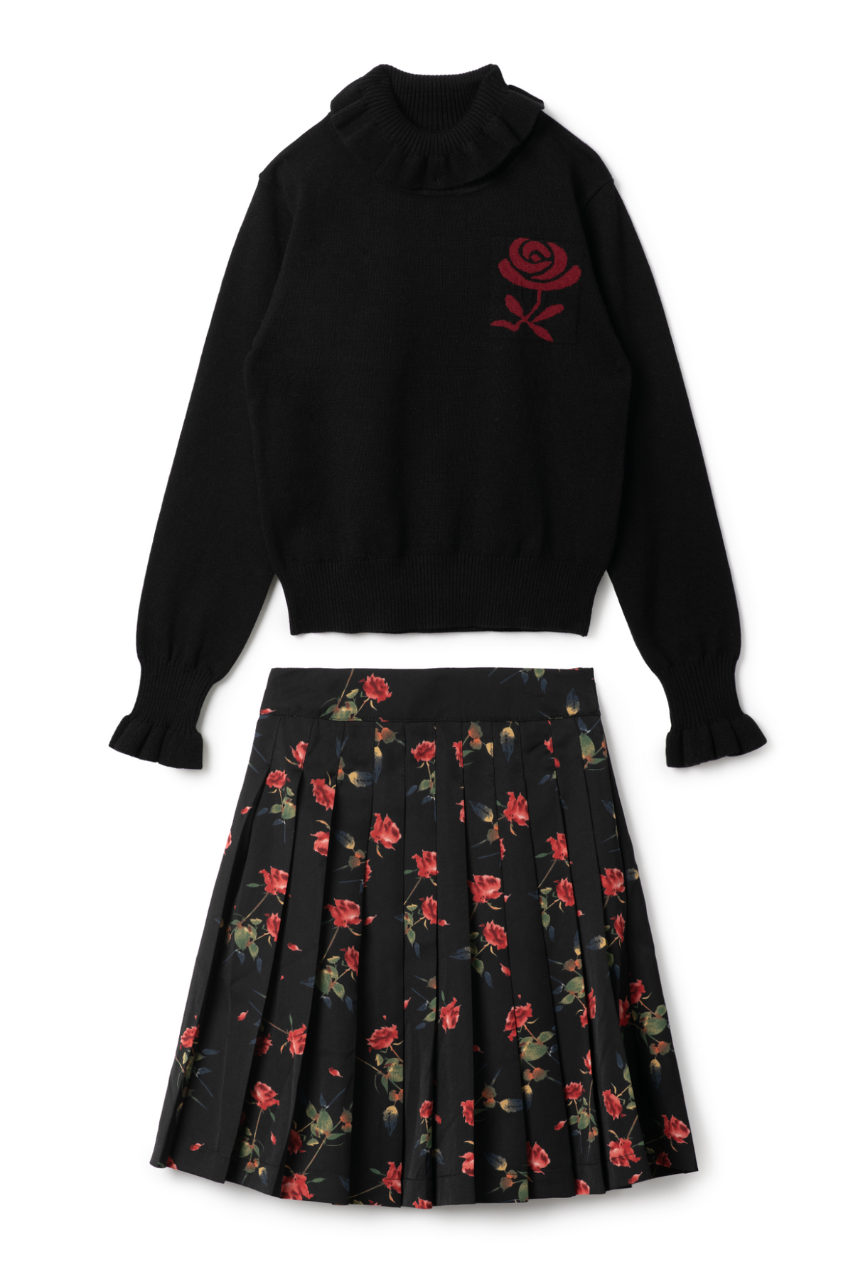 Woven Print Knit Set in Black by Clô