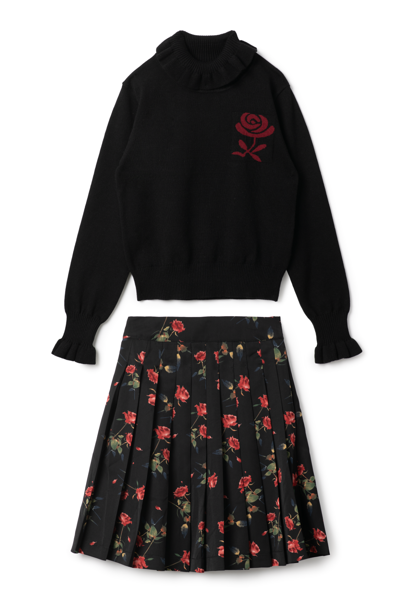 Woven Print Knit Set in Black by Clô