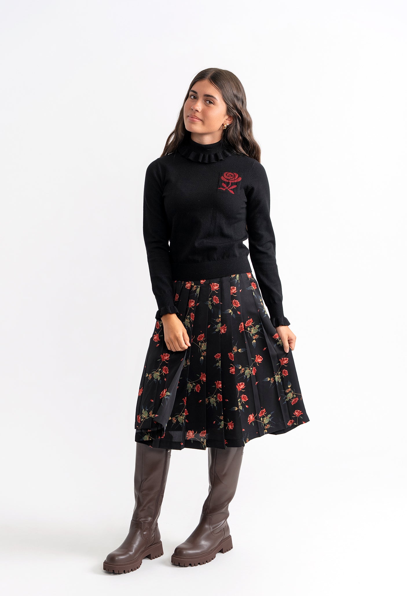 Woven Print Knit Set in Black by Clô