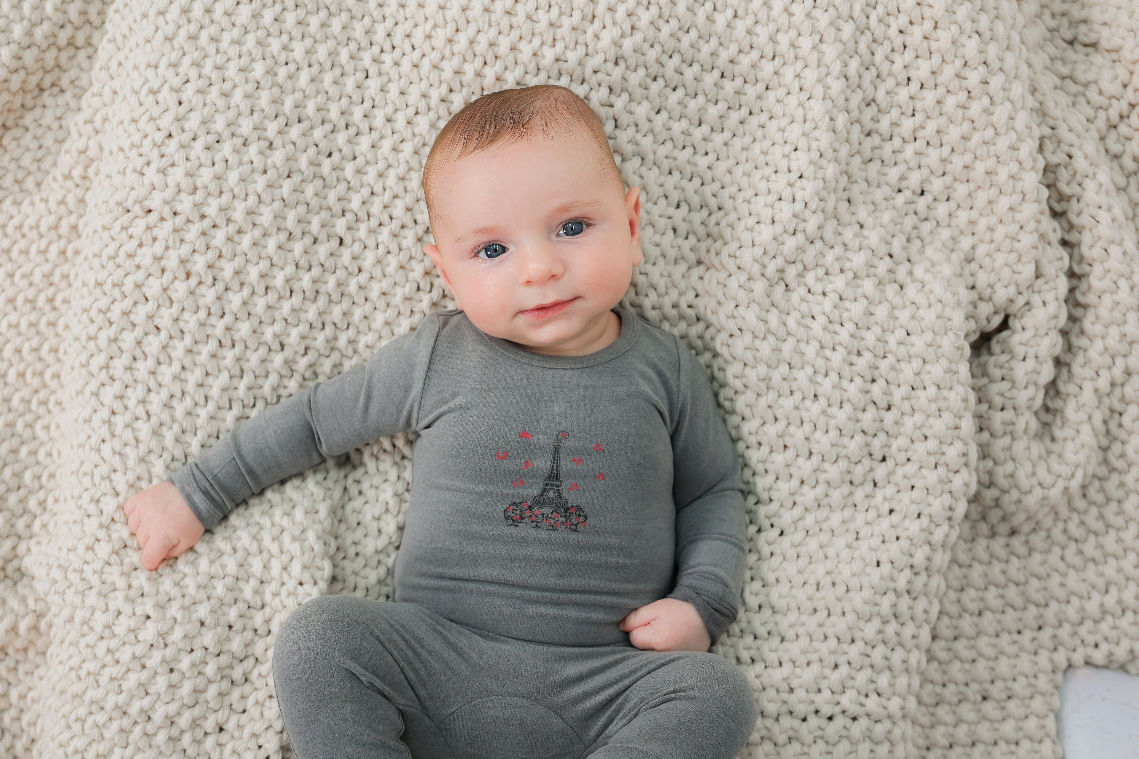 Eiffel Tower Print Onesie in Pale Pink by Lola