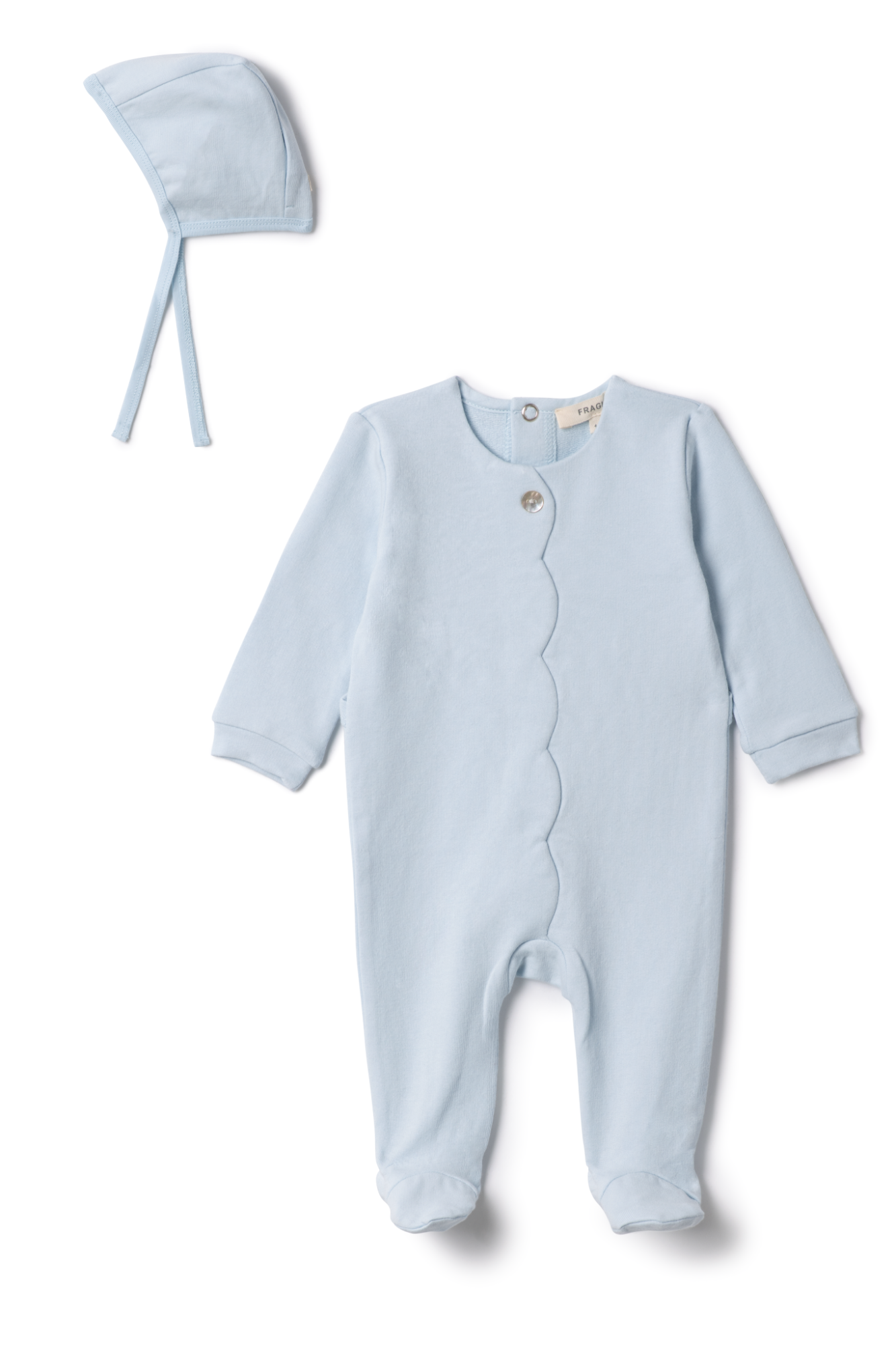 Cotton Scallop Onesie in Baby Blue by Fragile