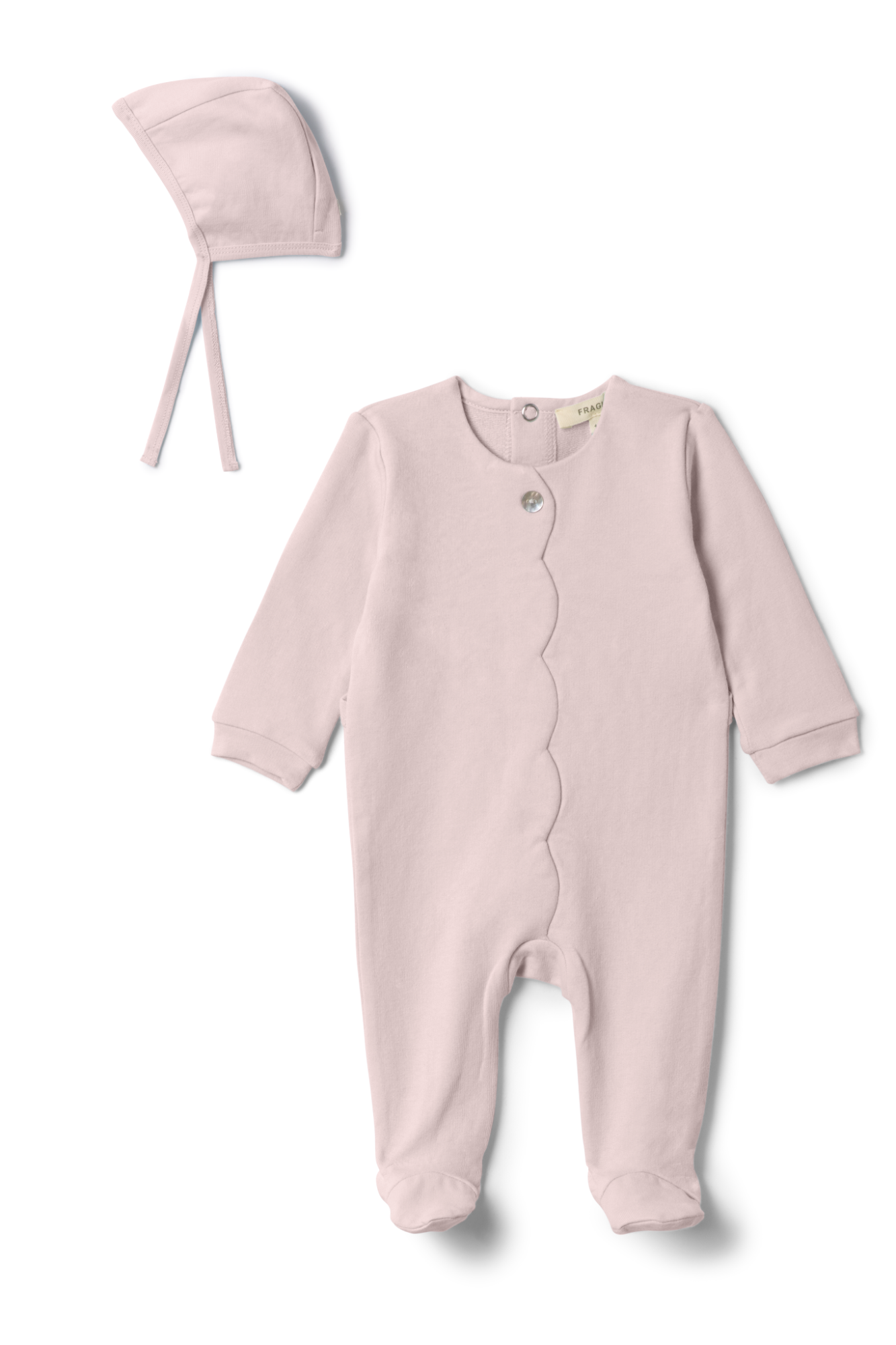 Cotton Scallop Onesie in Baby Pink by Fragile
