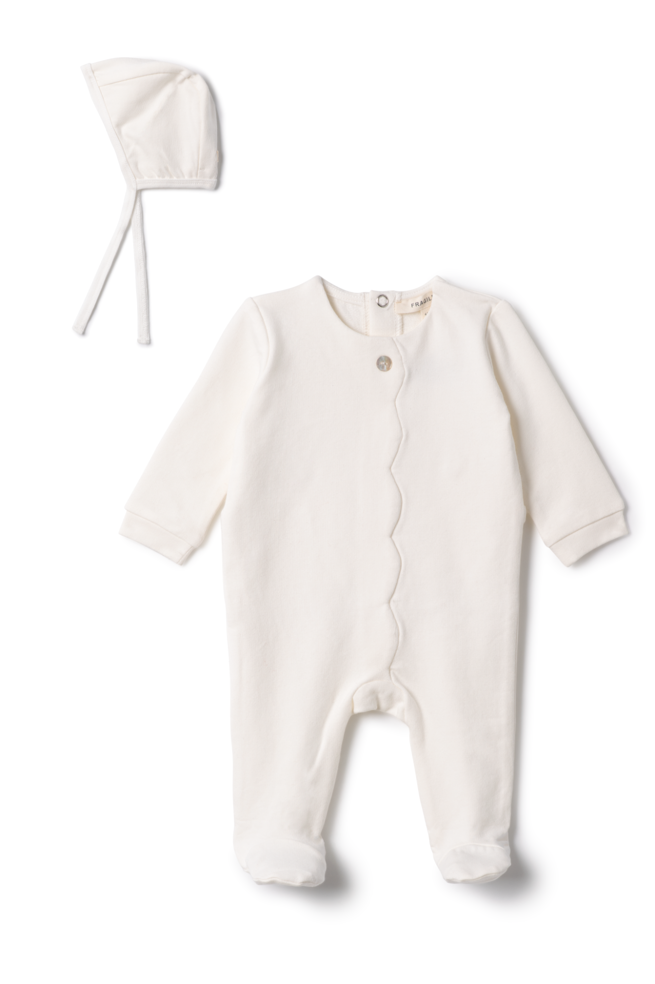 Cotton Scallop Onesie in Off White by Fragile