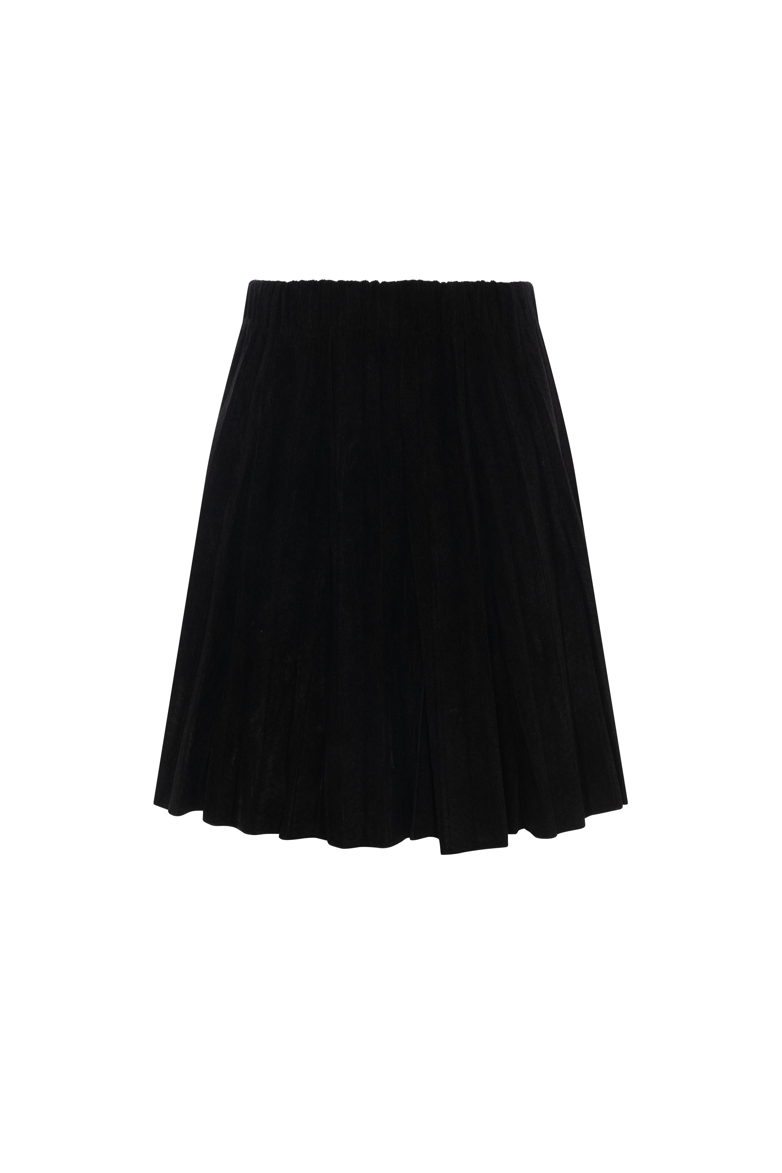 Corduroy Crinkle Pleating Skirt in Black by FYI