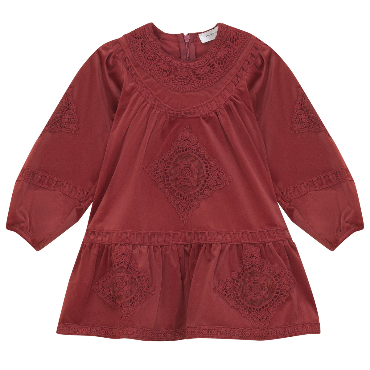 Velvet Lace Dress in Burgundy by Charlotte & George