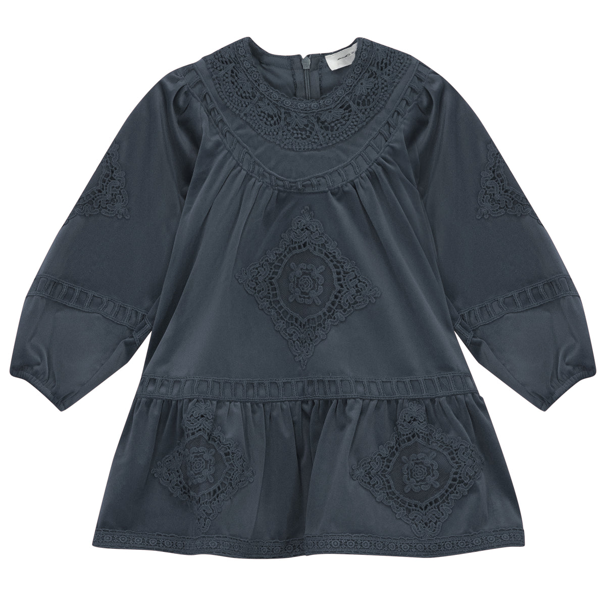 Velvet Lace Dress in Dark Grey by Charlotte & George