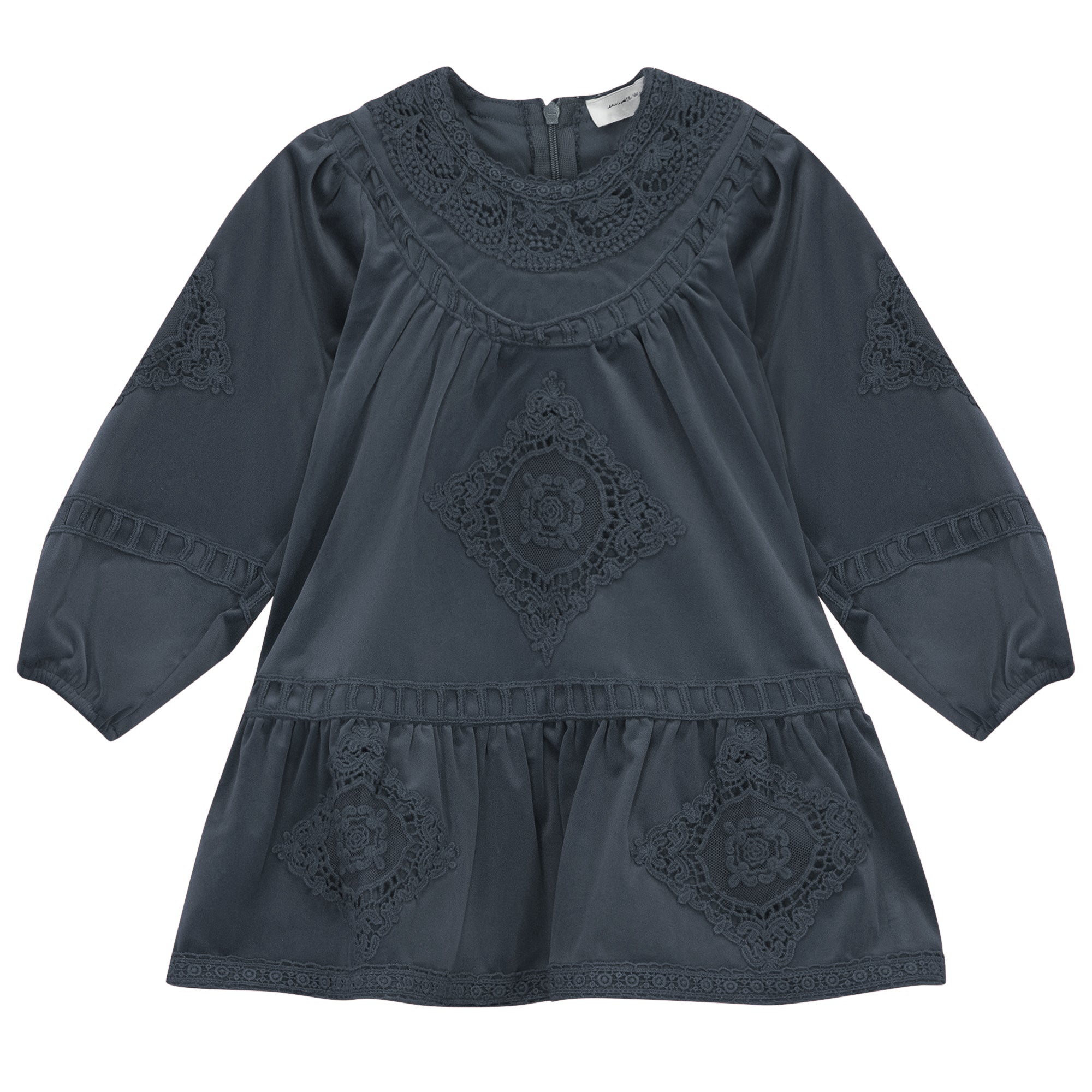Velvet Lace Dress in Dark Grey by Charlotte & George