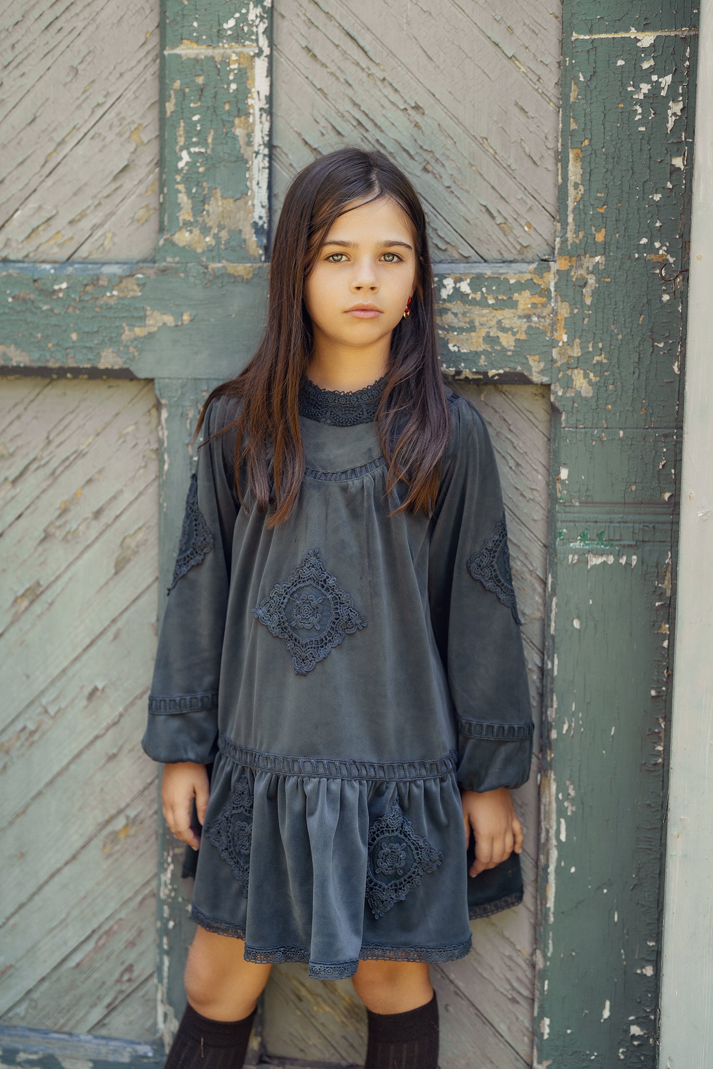 Velvet Lace Dress in by Charlotte & George