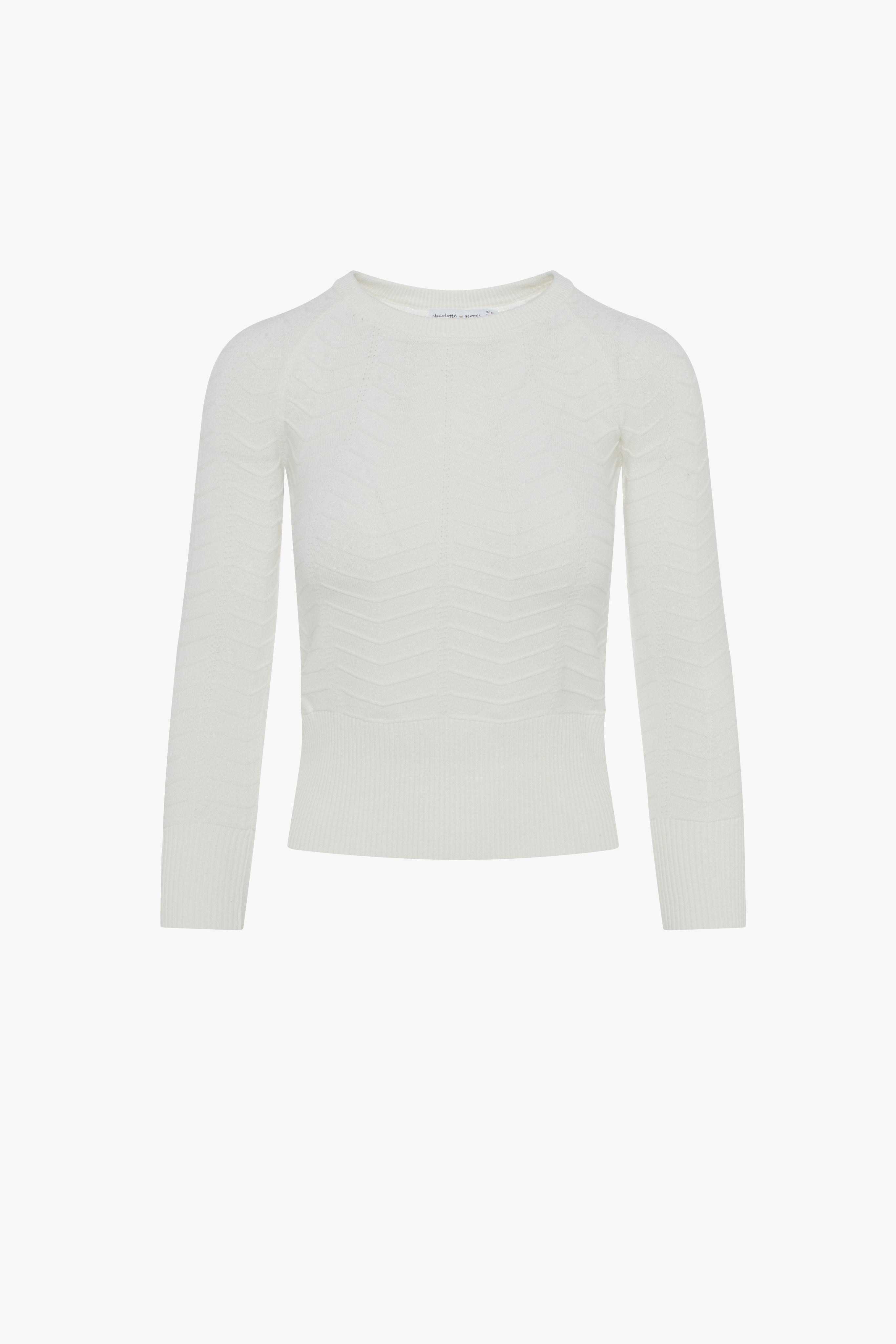 Knit Textured Top in Off White by Charlotte & George