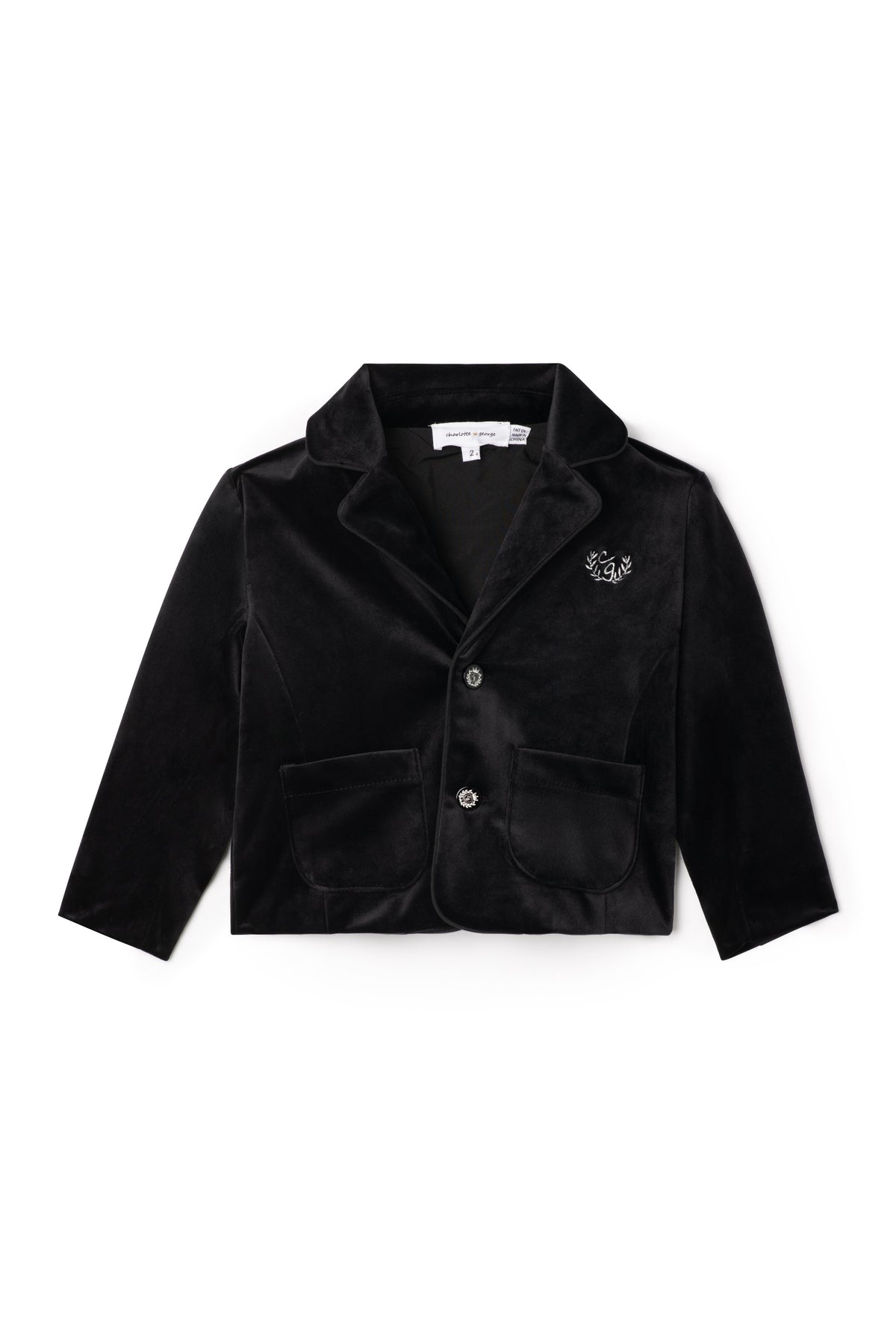 Crest Embroidered Jacket in Black by Charlotte & George