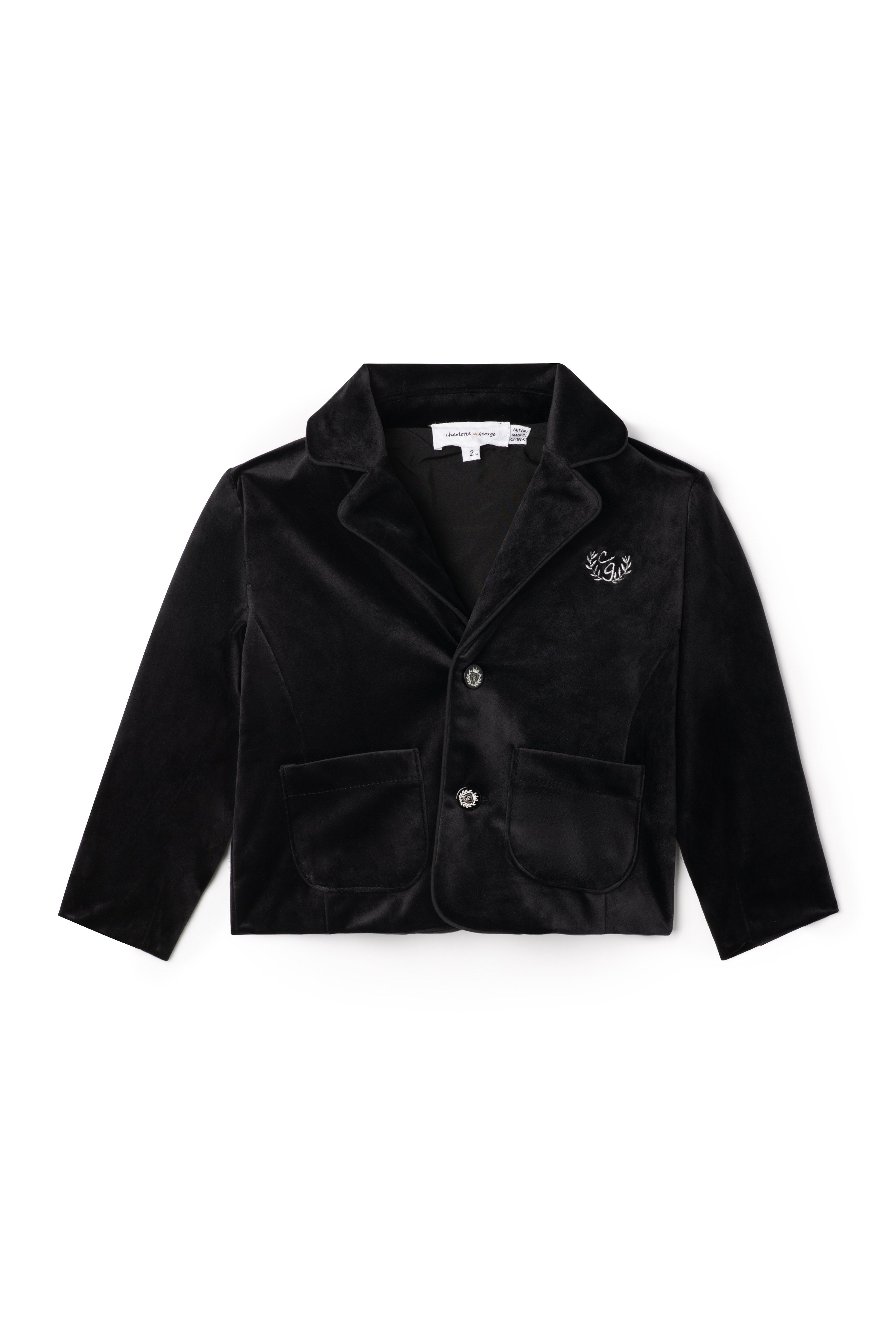 Crest Embroidered Jacket in Black by Charlotte & George