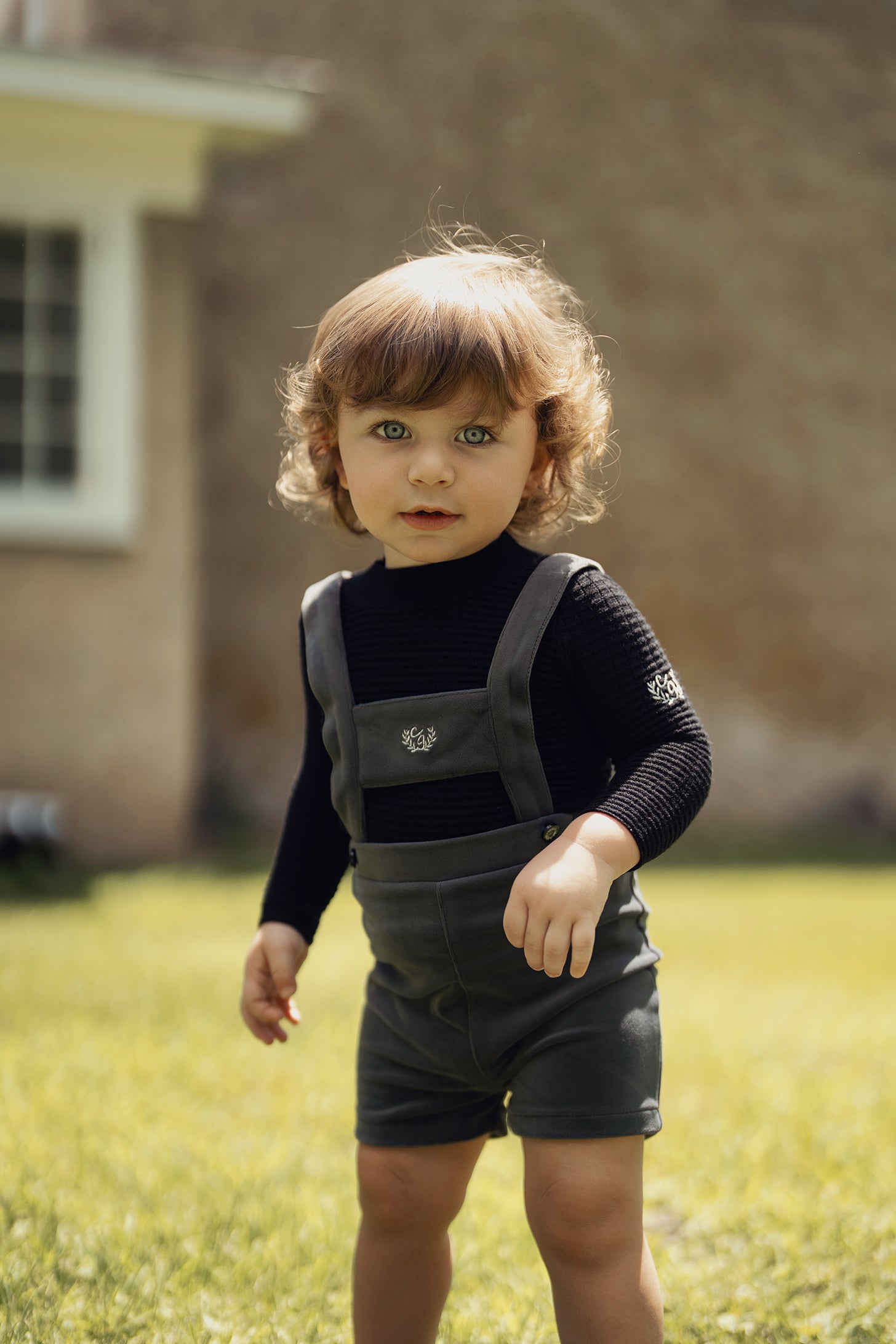 Crest Embroidery Shorts Overall in by Charlotte & George