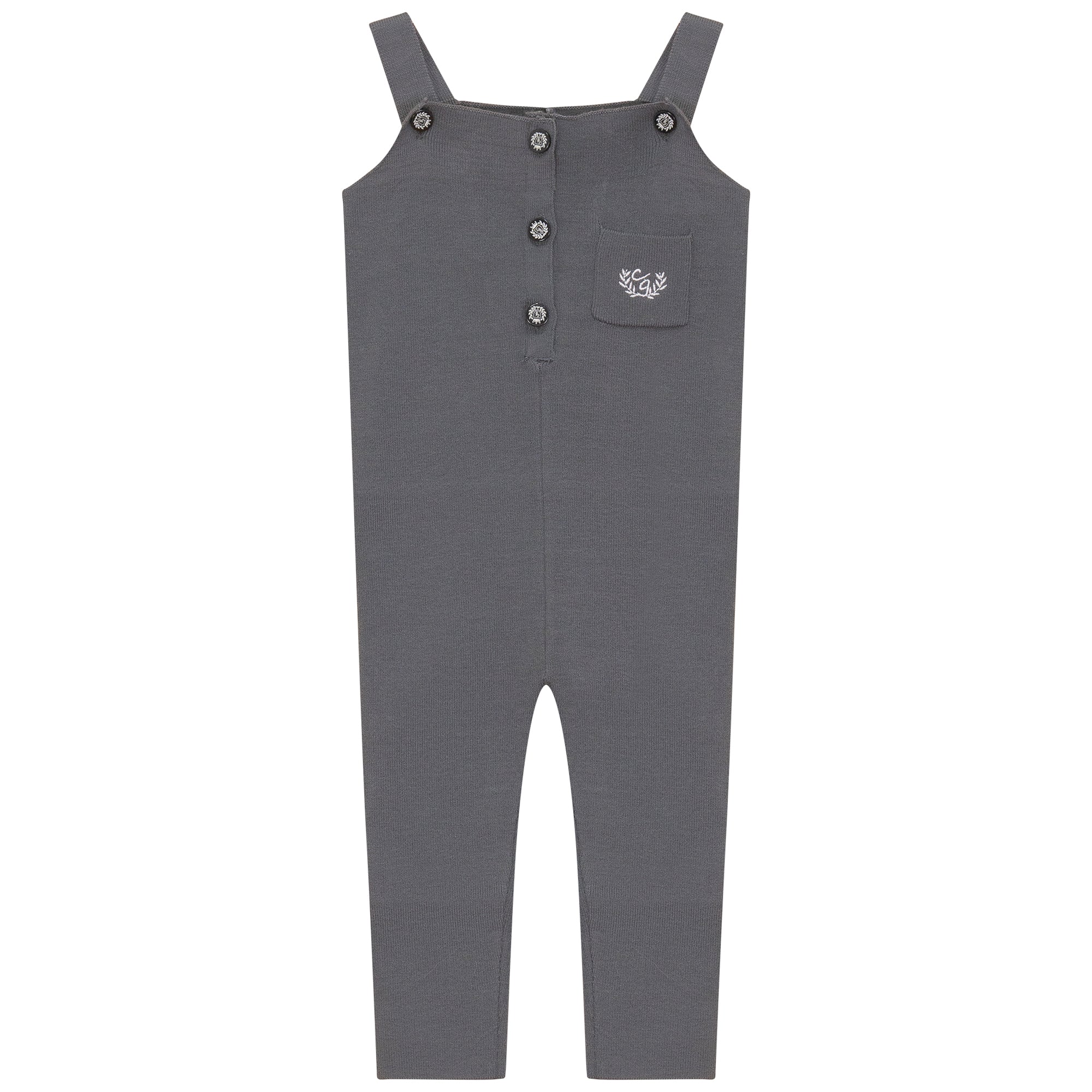Crest Embroidery Knit Overall in Dark Grey by Charlotte & George