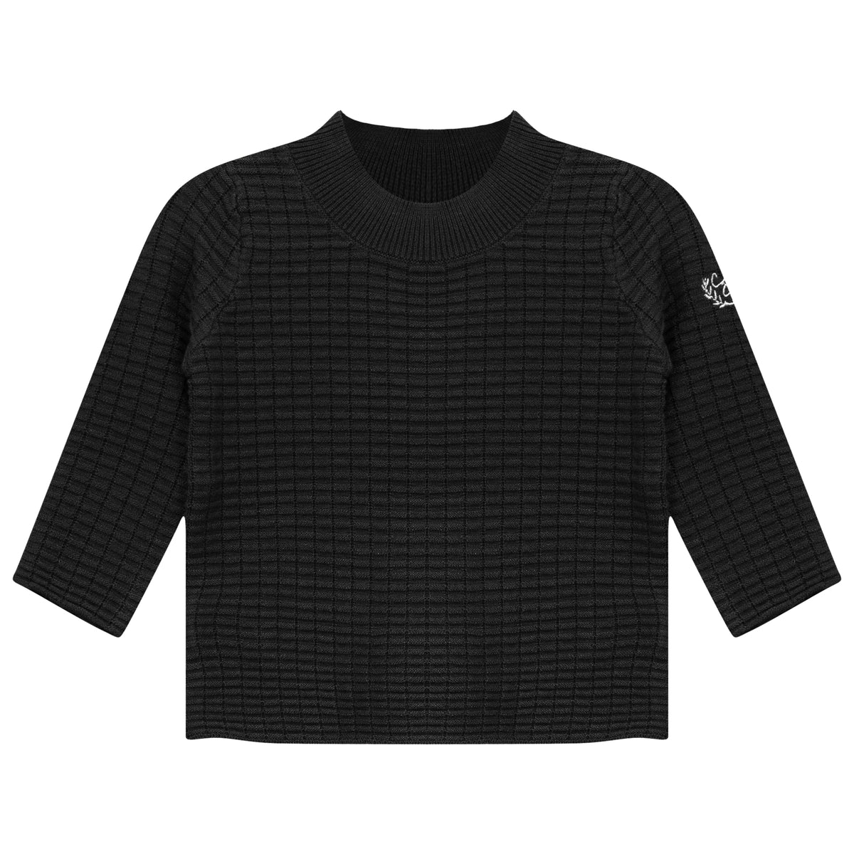 Mock Neck Knit Top in Black by Charlotte & George