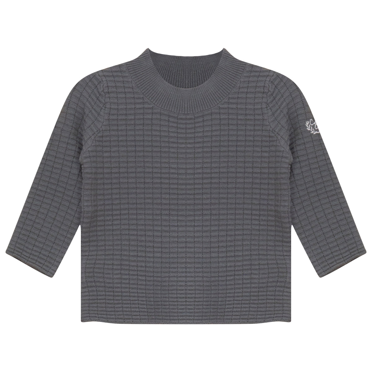 Mock Neck Knit Top in Dark Grey by Charlotte & George