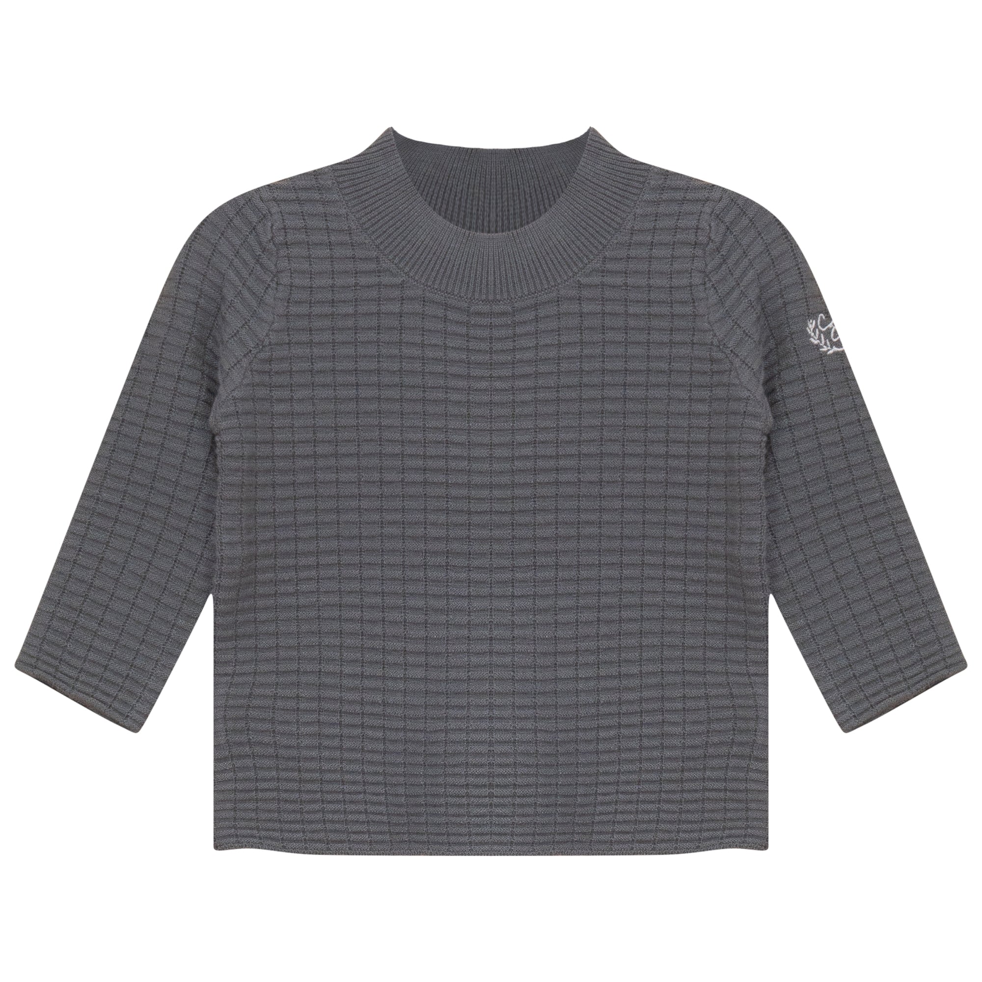 Mock Neck Knit Top in Dark Grey by Charlotte & George
