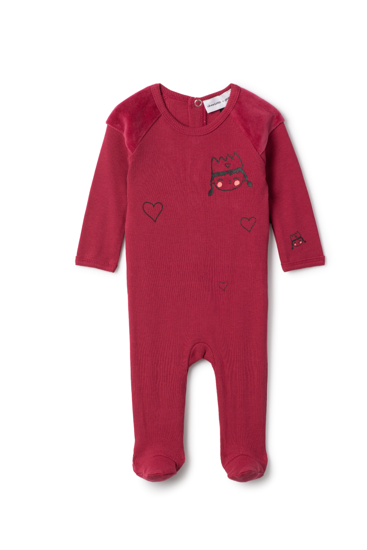 Princess Print Onesie in Berry 3 Months by Charlotte & George