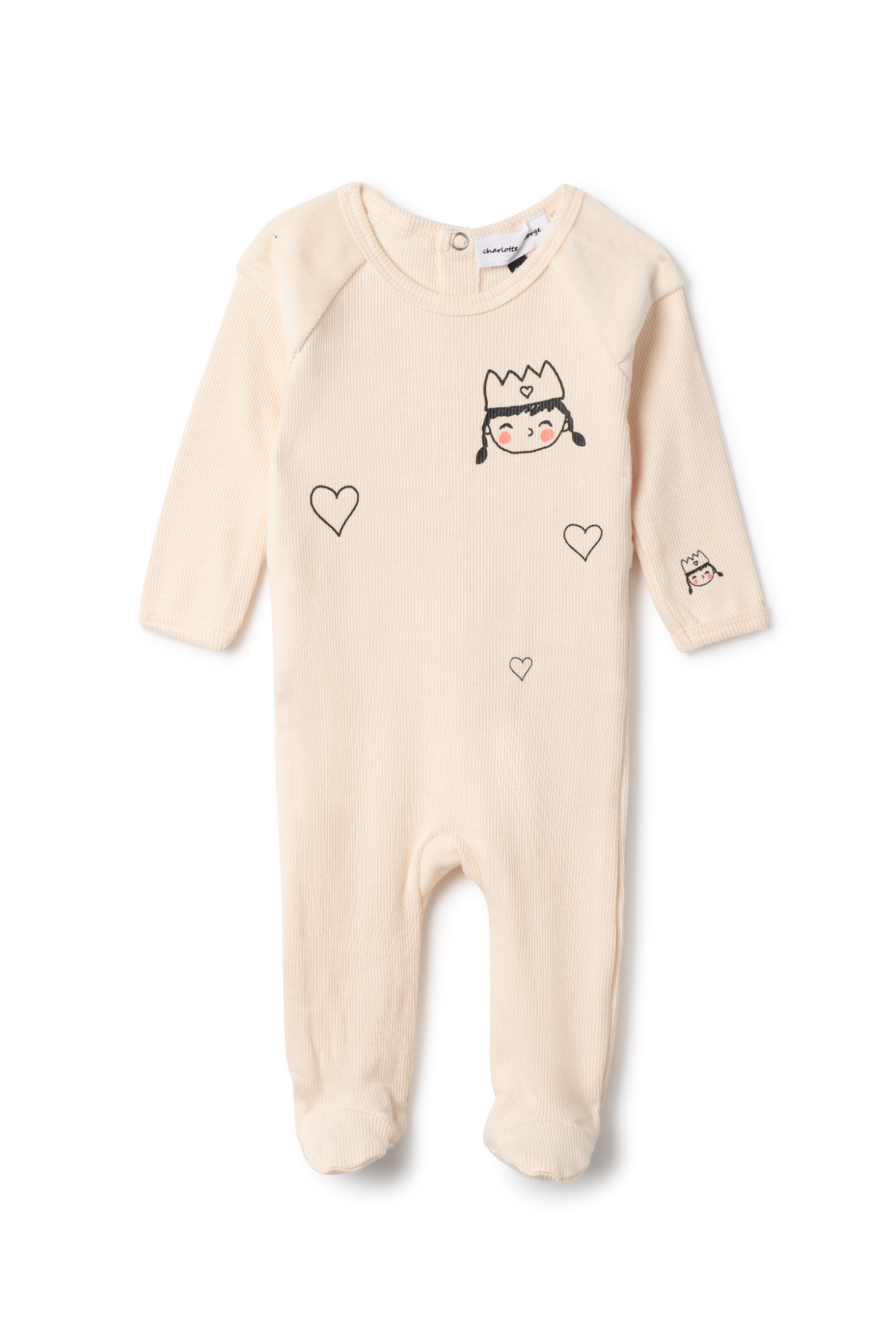 Princess Print Onesie in Cream 3 Months by Charlotte & George