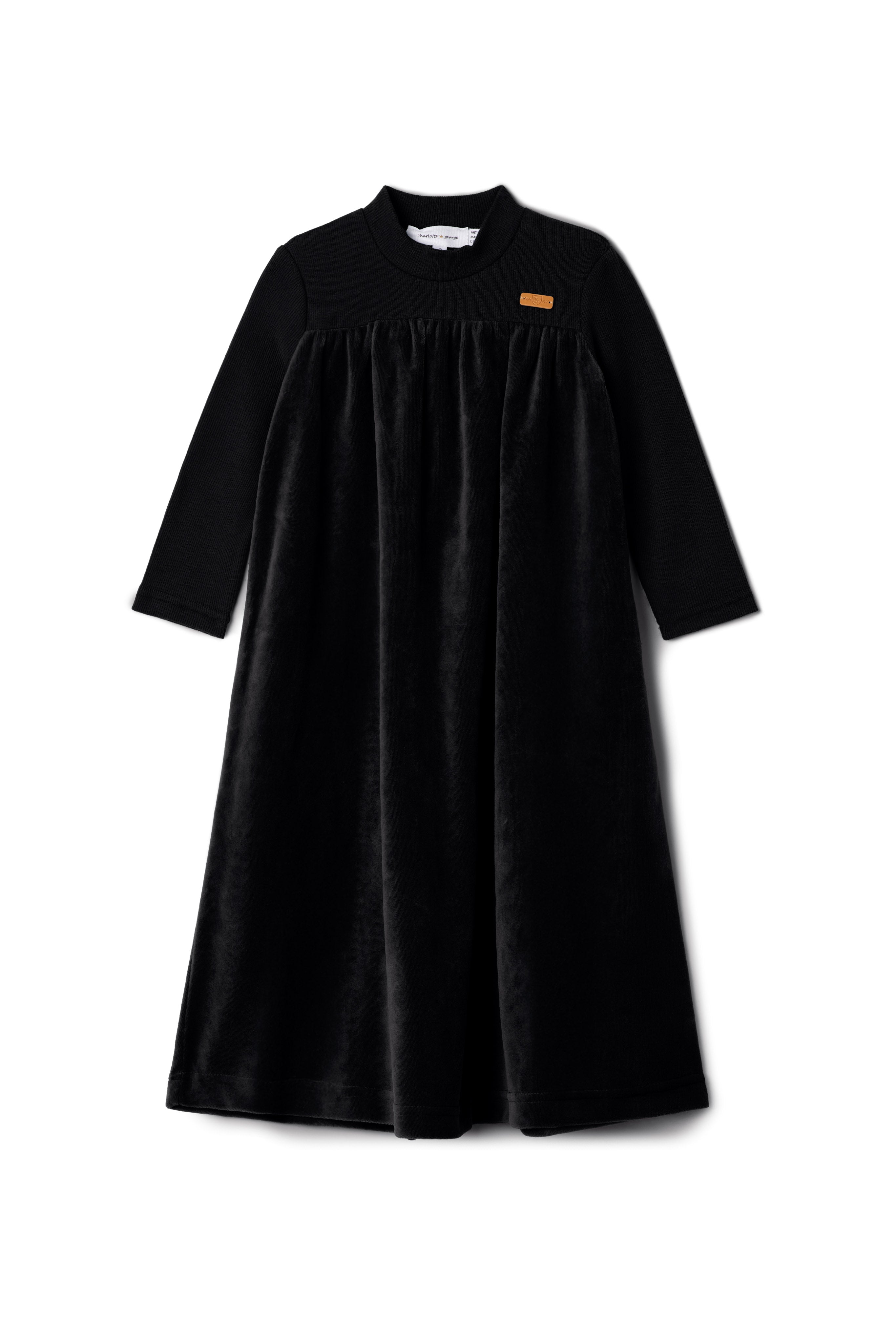 Velour Rib Robe in Black by Charlotte & George