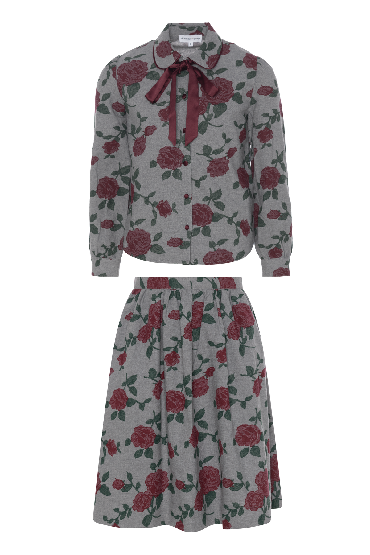 Printed Woven 2Pc Set in Grey by Charlotte & George