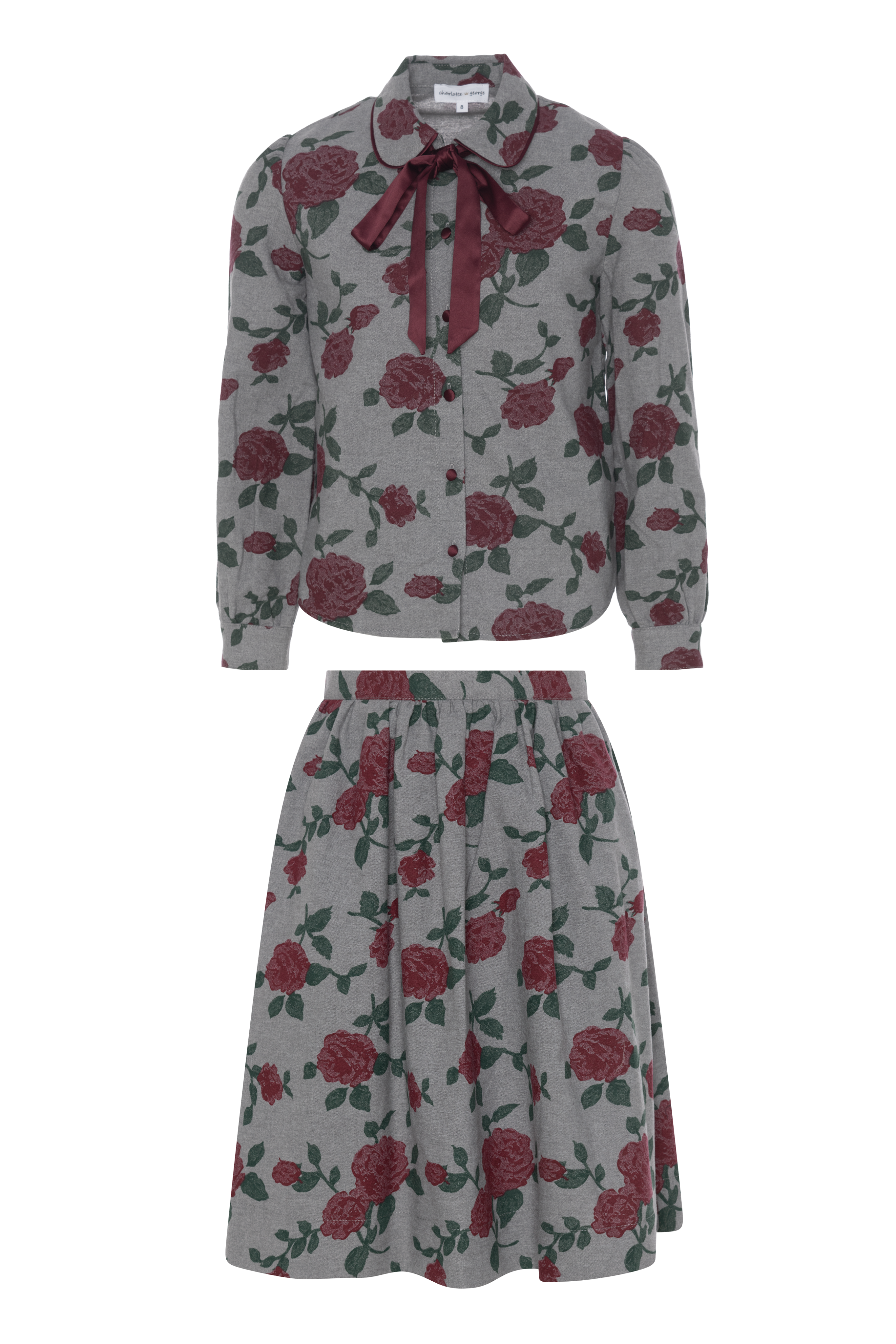 Printed Woven 2Pc Set in Grey by Charlotte & George