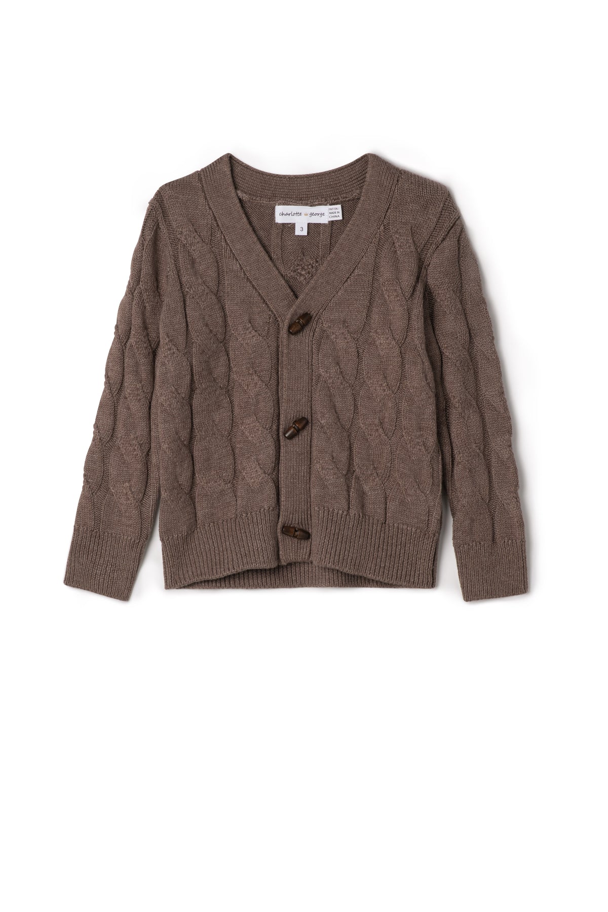 Cable Knit Cardigan Sweater in Cognac by Charlotte & George